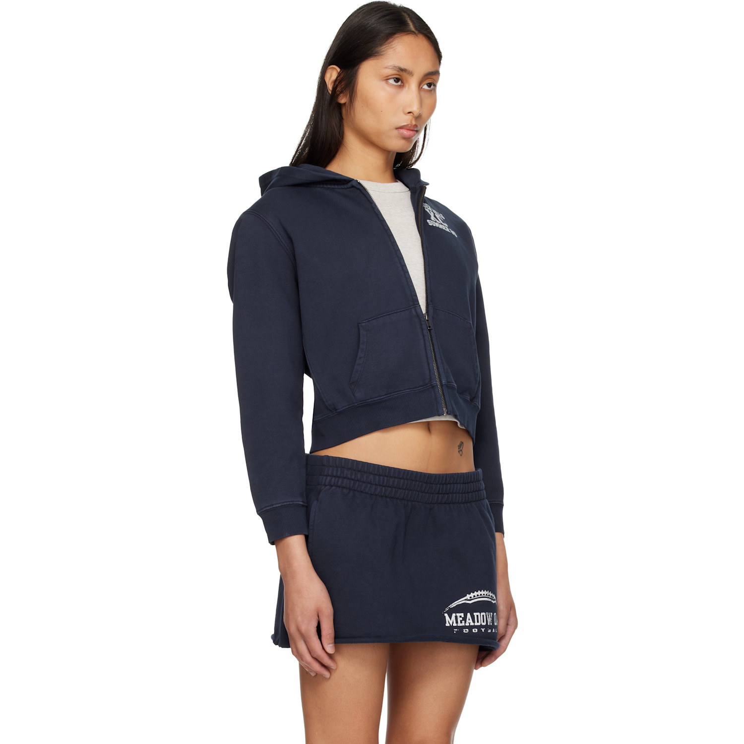  Skims Navy Boyfriend Fleece Zip Up Hoodie 