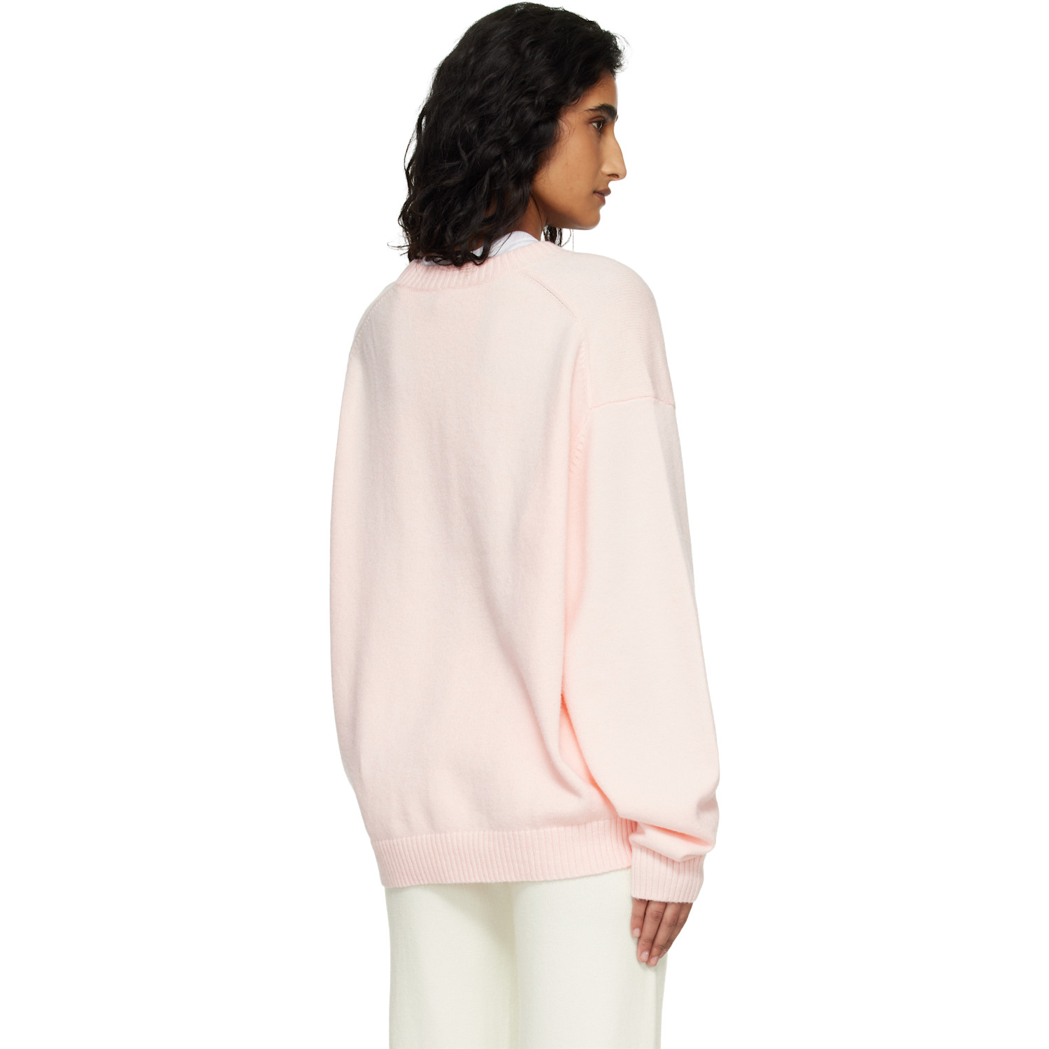  Skims Pink 'sweater Knits' Pullover V Neck Sweater 