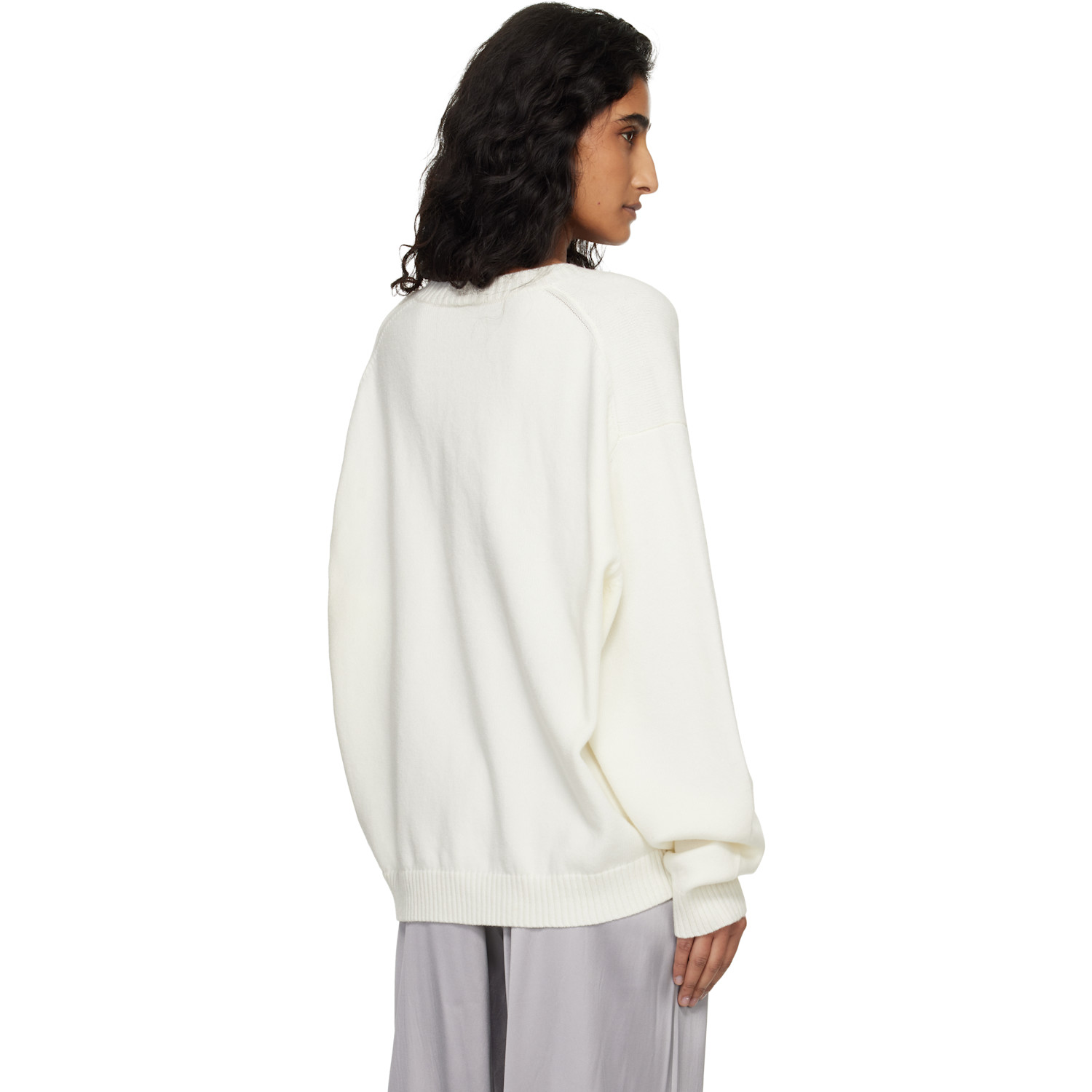  Skims White 'sweater Knits' Pullover V-neck Sweater 