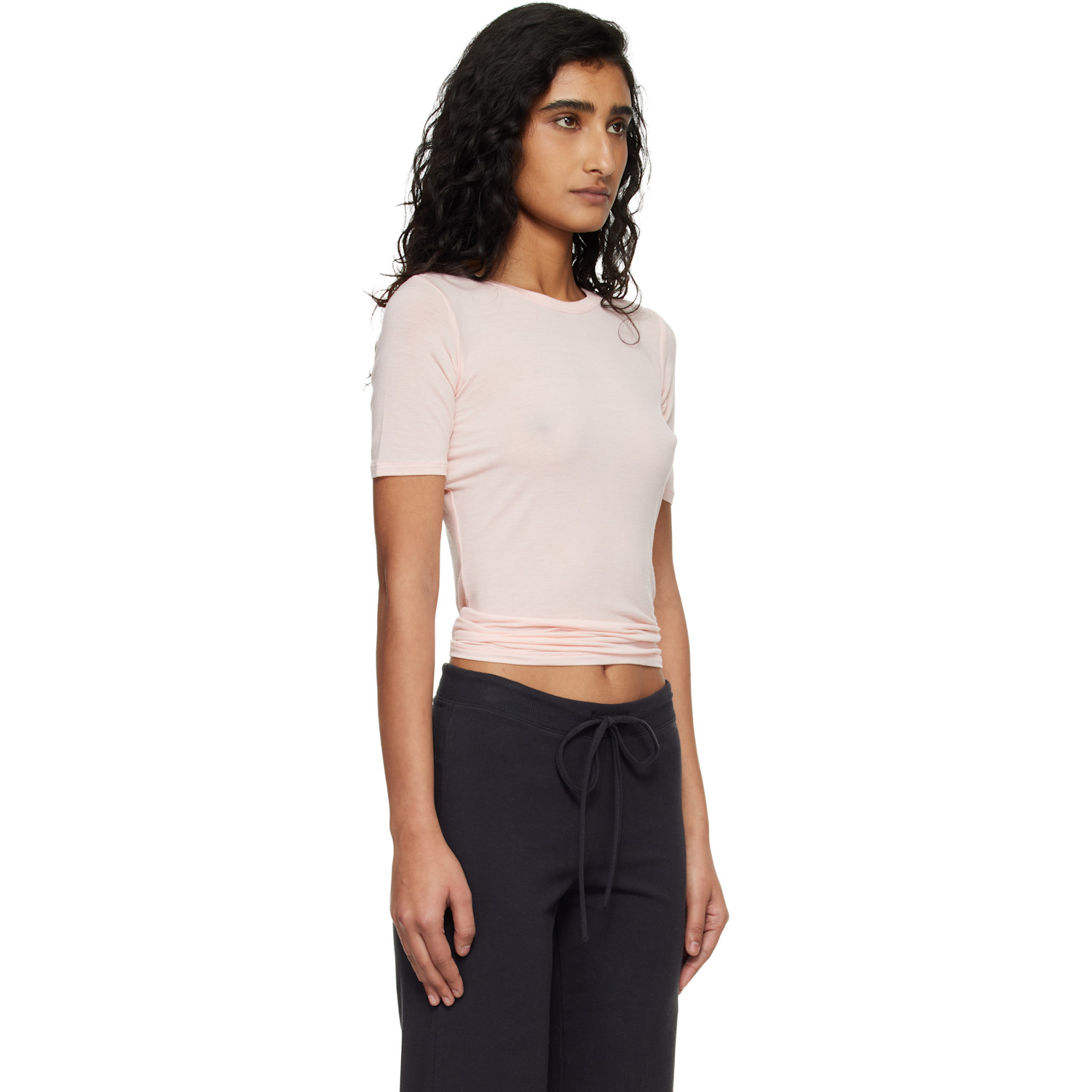  Skims Pink Sheer Modal Long T-shirt 