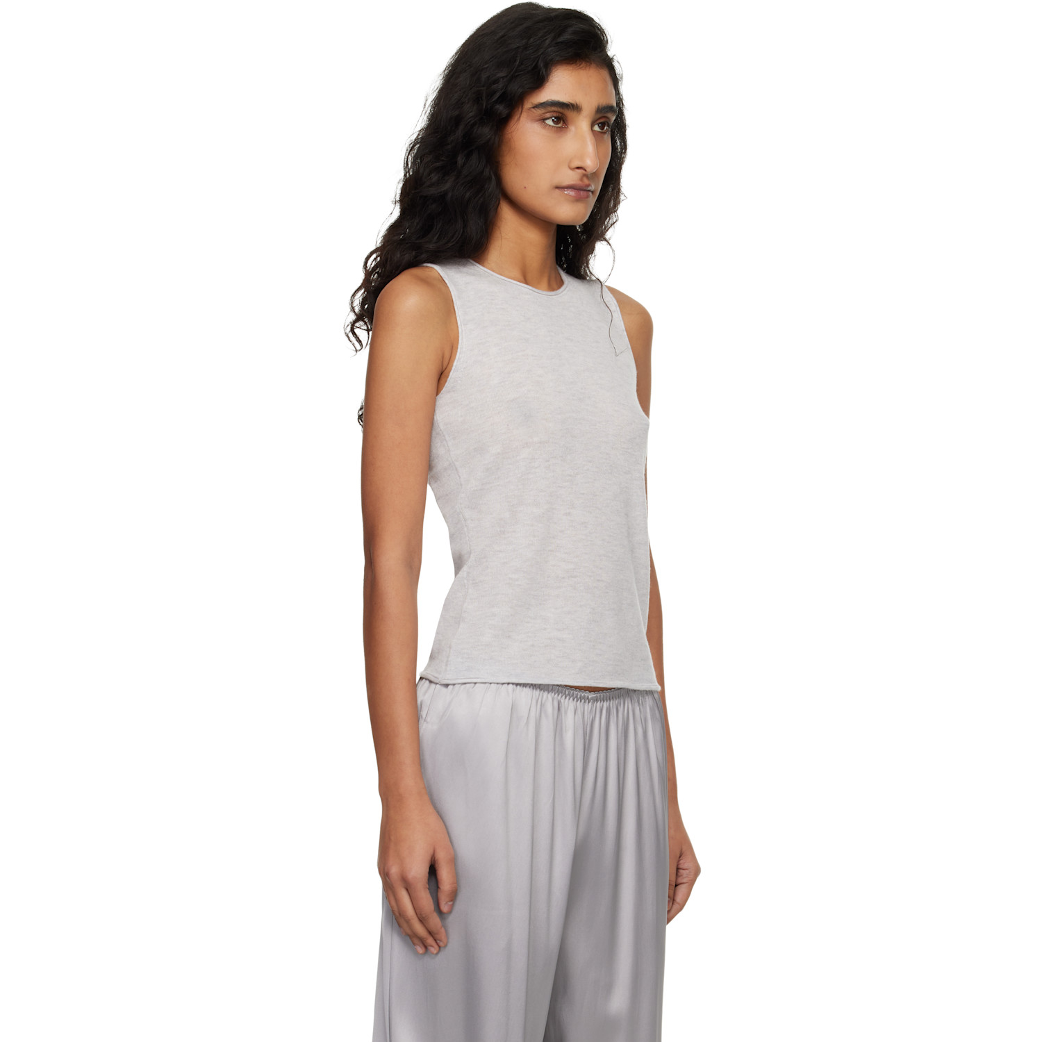  Skims Gray Featherweight Cashmere Sleeveless Top 