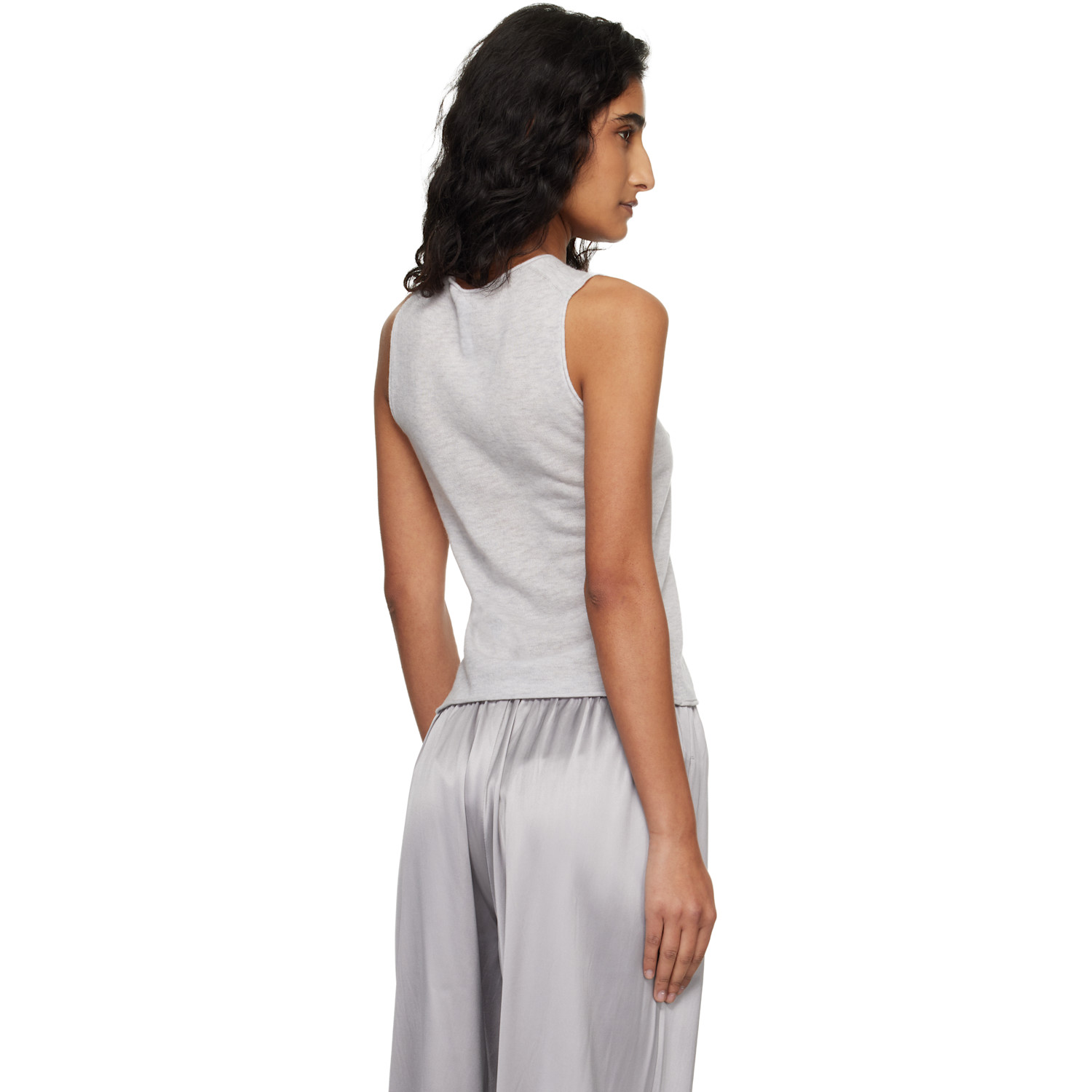 Skims Gray Featherweight Cashmere Sleeveless Top 