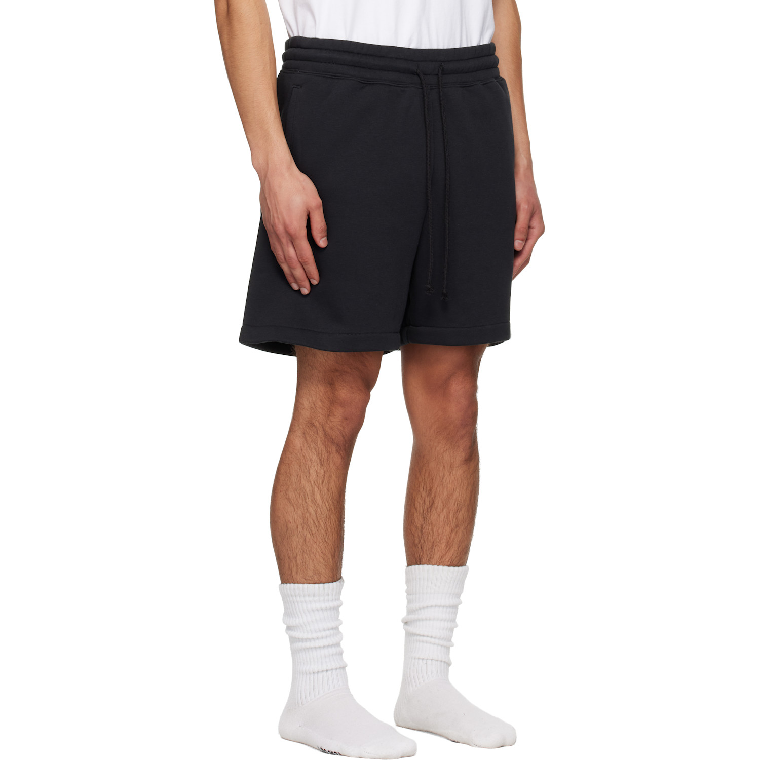  Skims Black Cotton Fleece Relaxed Shorts 
