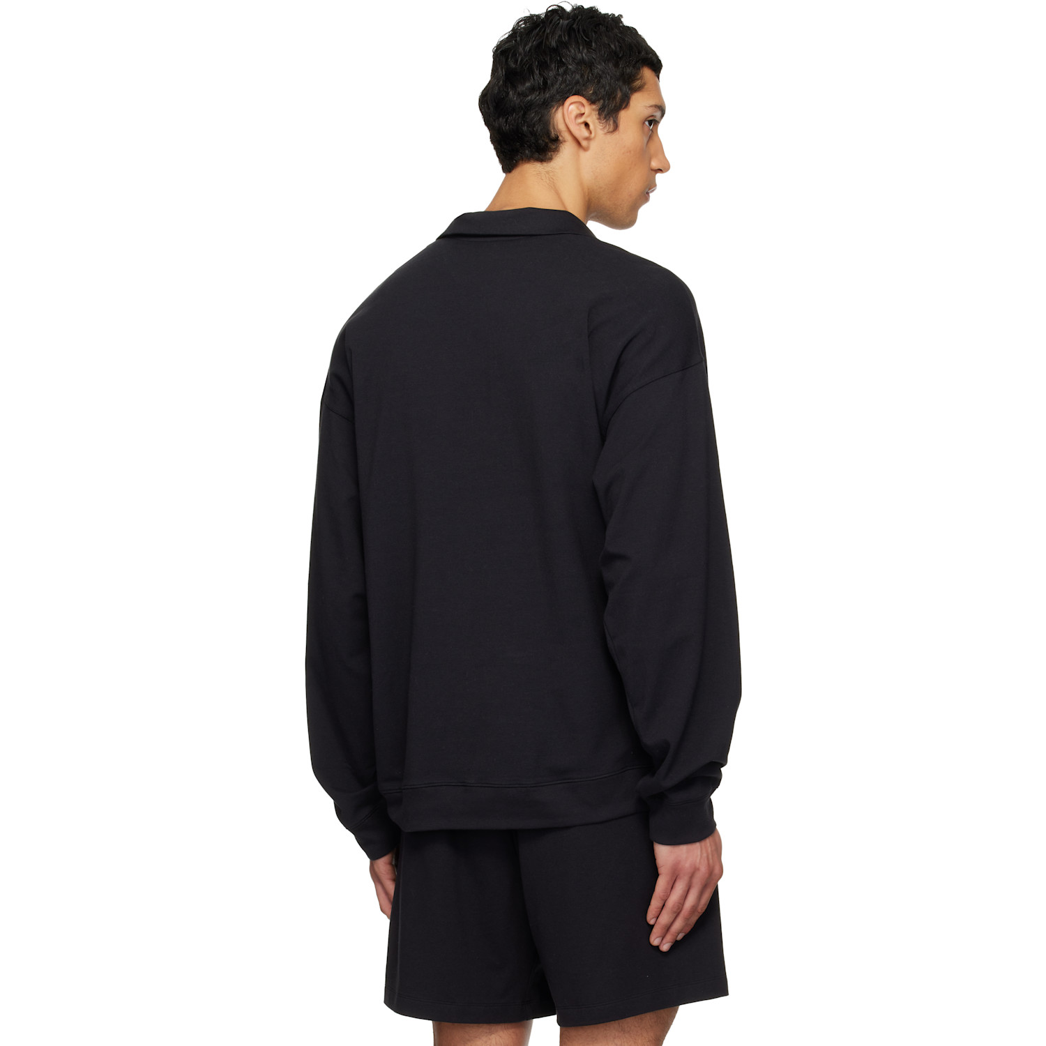  Skims Black Jersey Lounge Relaxed Quarter Zip Pullover Sweatshirt 