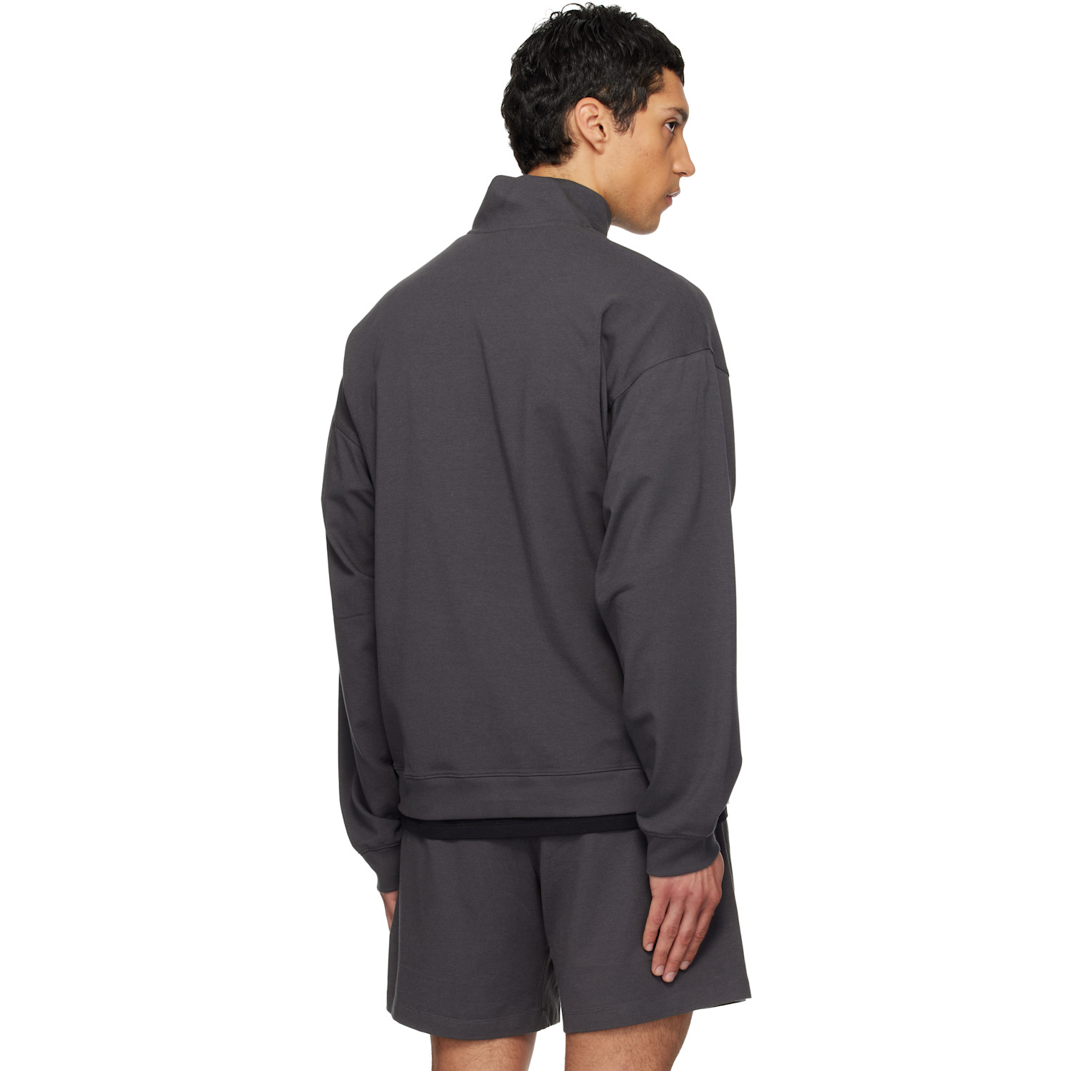  Skims Gray Jersey Lounge Relaxed Quarter Zip Pullover Sweatshirt 
