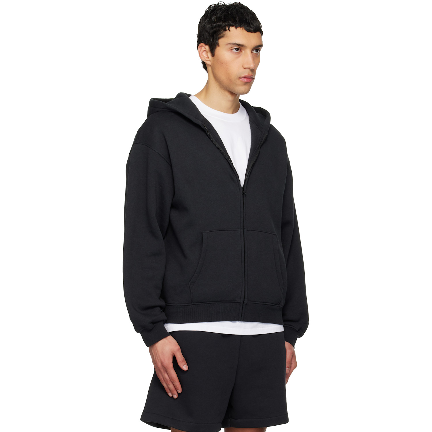  Skims Black Fleece Lounge Relaxed Zip Up Hoodie 