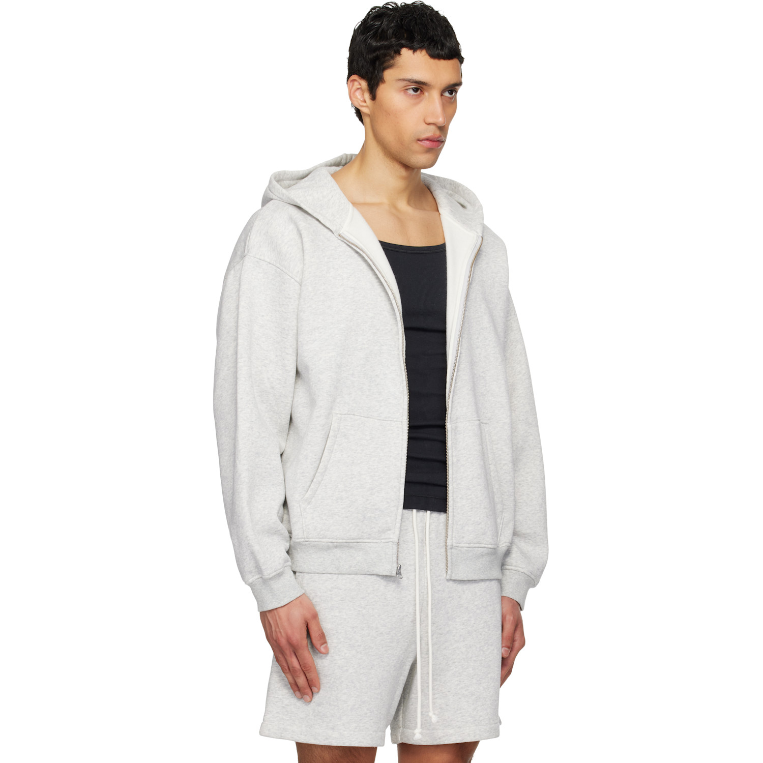  Skims Gray Fleece Lounge Relaxed Zip Up Hoodie 