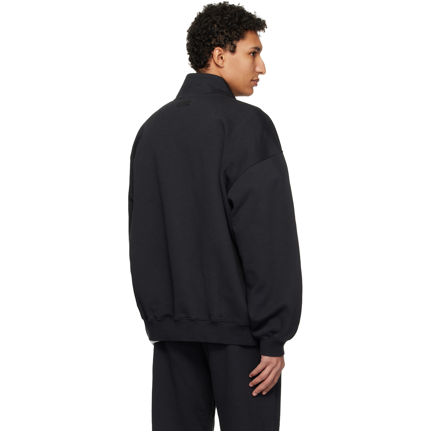  Skims Black Fleece Lounge Relaxed Quarter Zip Track Jacket 