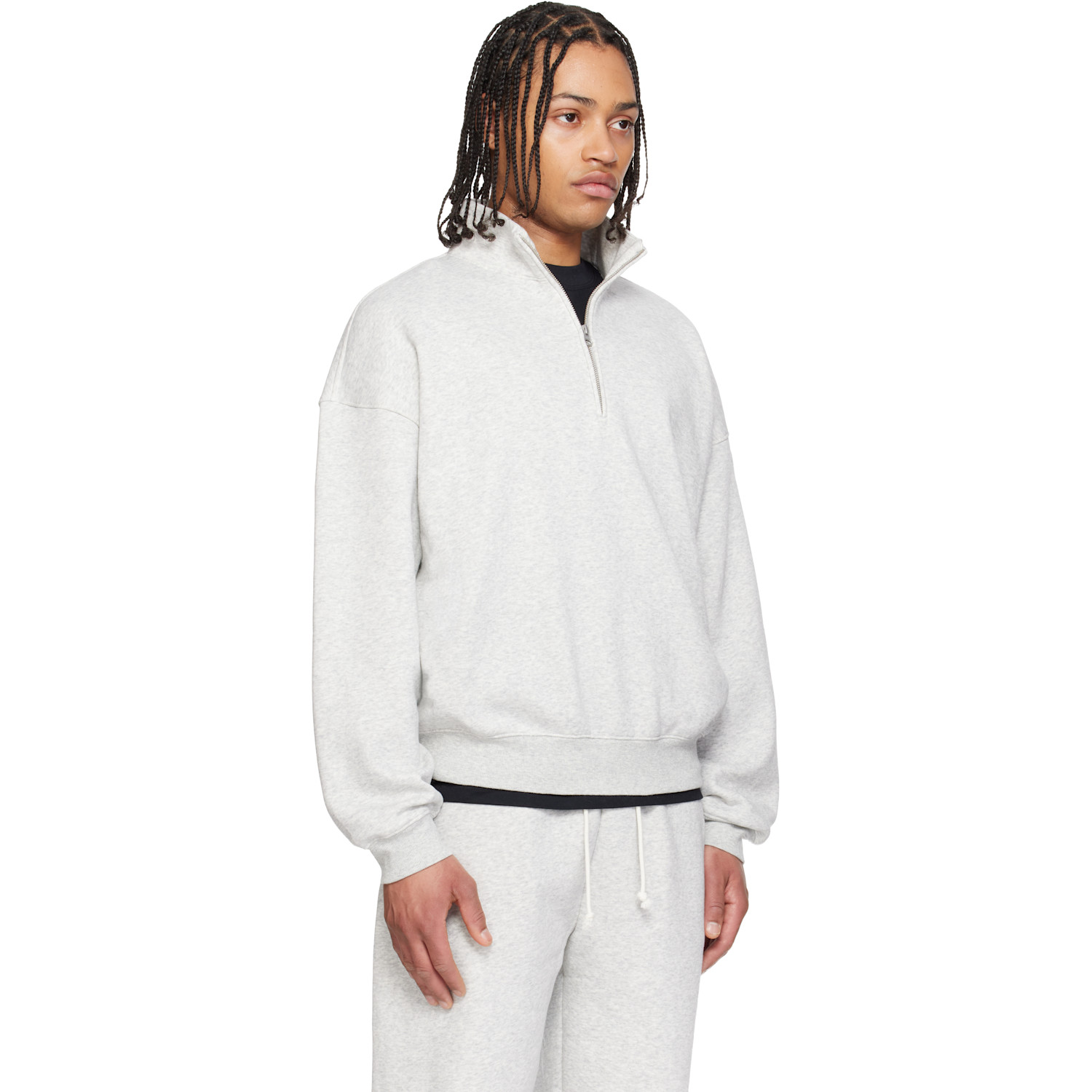  Skims Gray Fleece Lounge Relaxed Quarter Zip Sweatshirt 