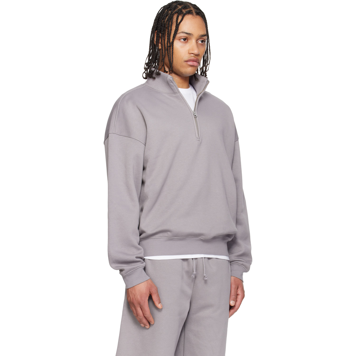  Skims Purple Fleece Lounge Relaxed Quarter Zip Sweatshirt 