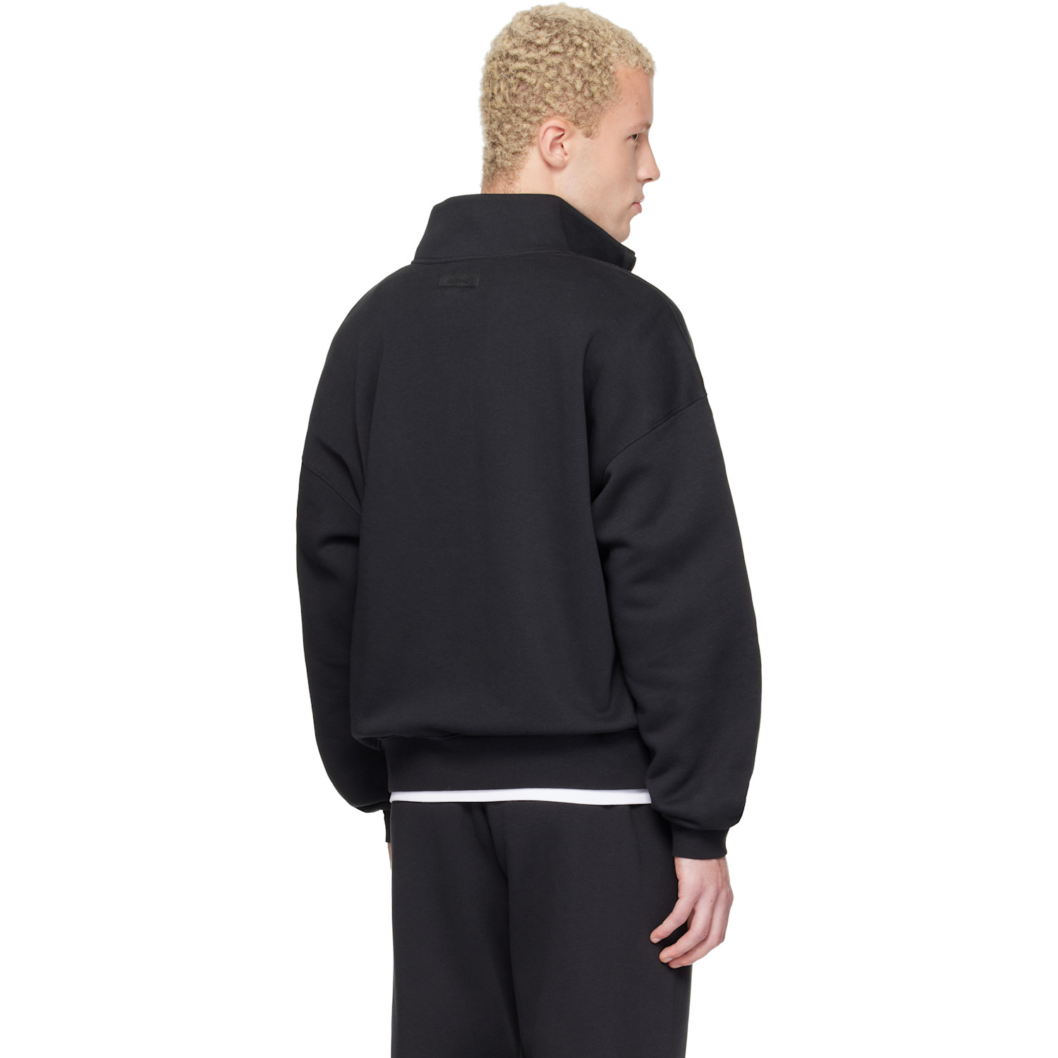  Skims Black Fleece Lounge Relaxed Quarter Zip Sweatshirt 