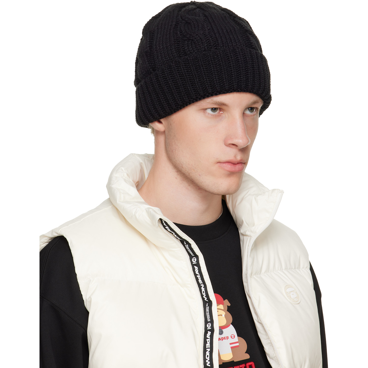  Aape By A Bathing Ape Black Logo Beanie 