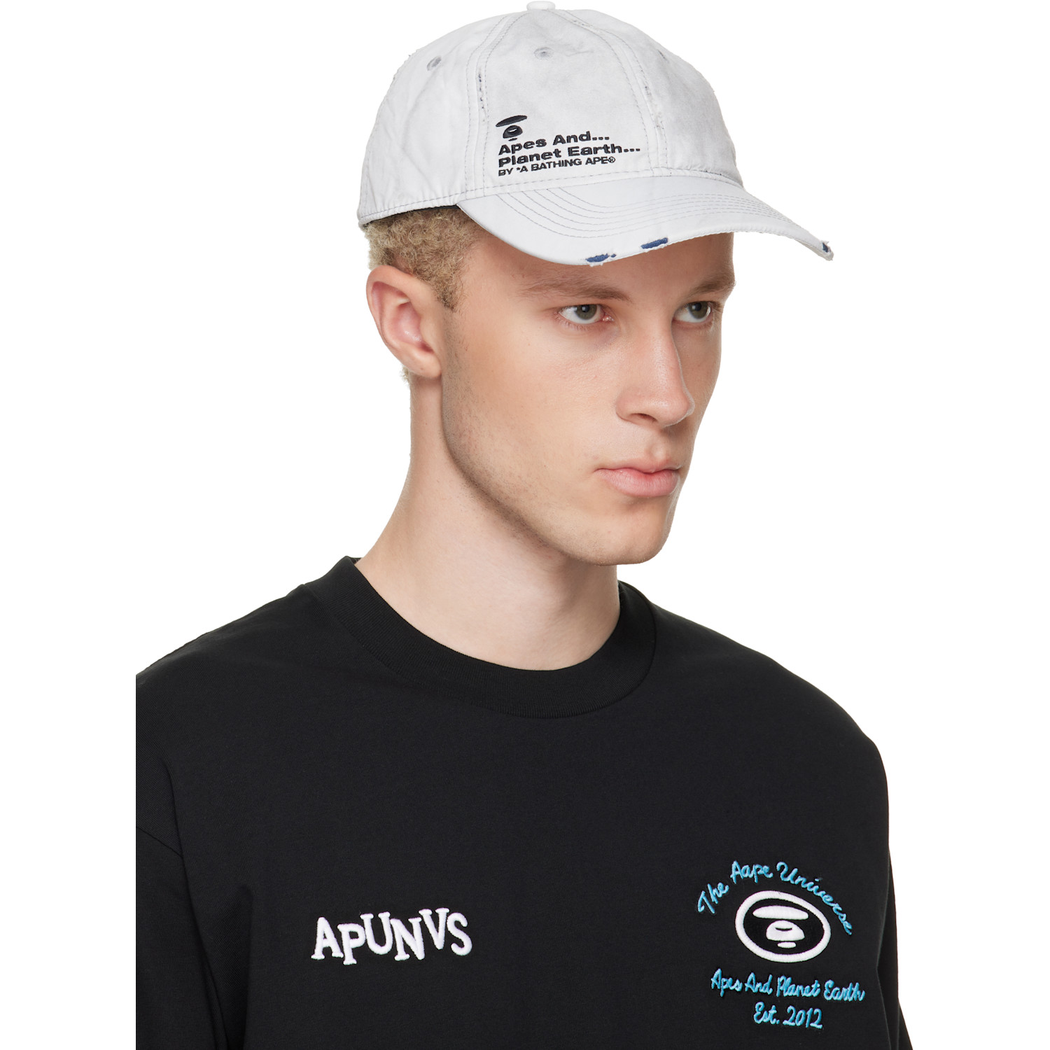  Aape By A Bathing Ape Off-white Distressed Logo Cap 