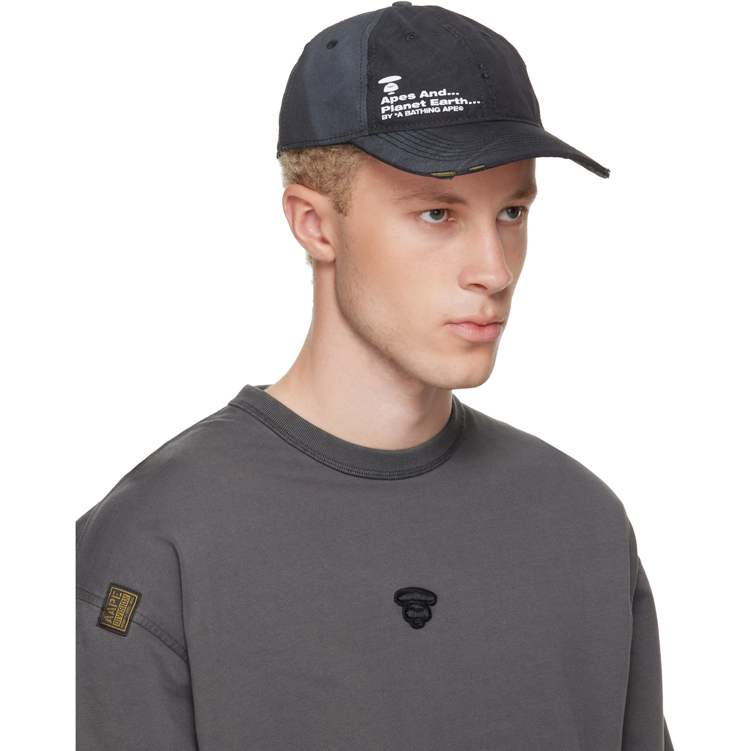  Aape By A Bathing Ape Black Distressed Logo Cap 