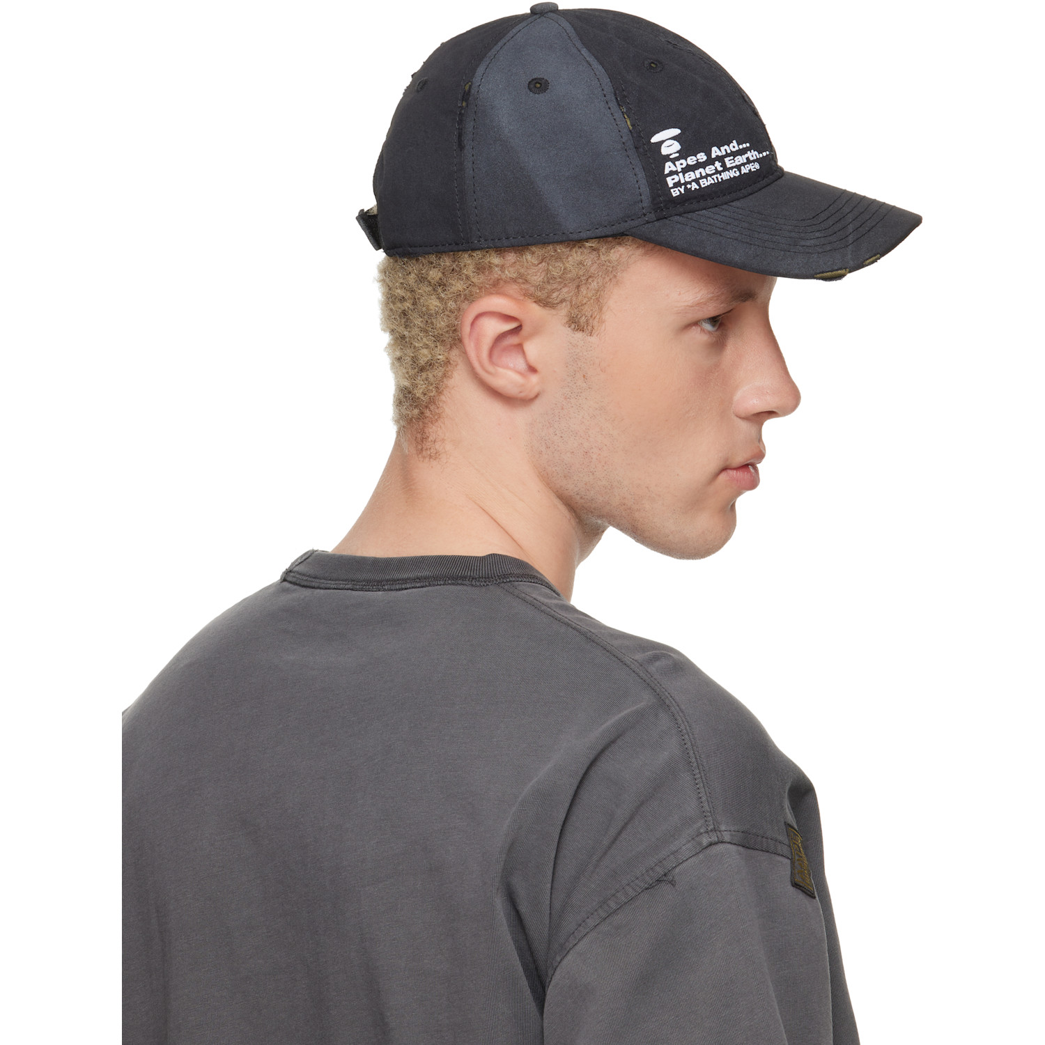  Aape By A Bathing Ape Black Distressed Logo Cap 