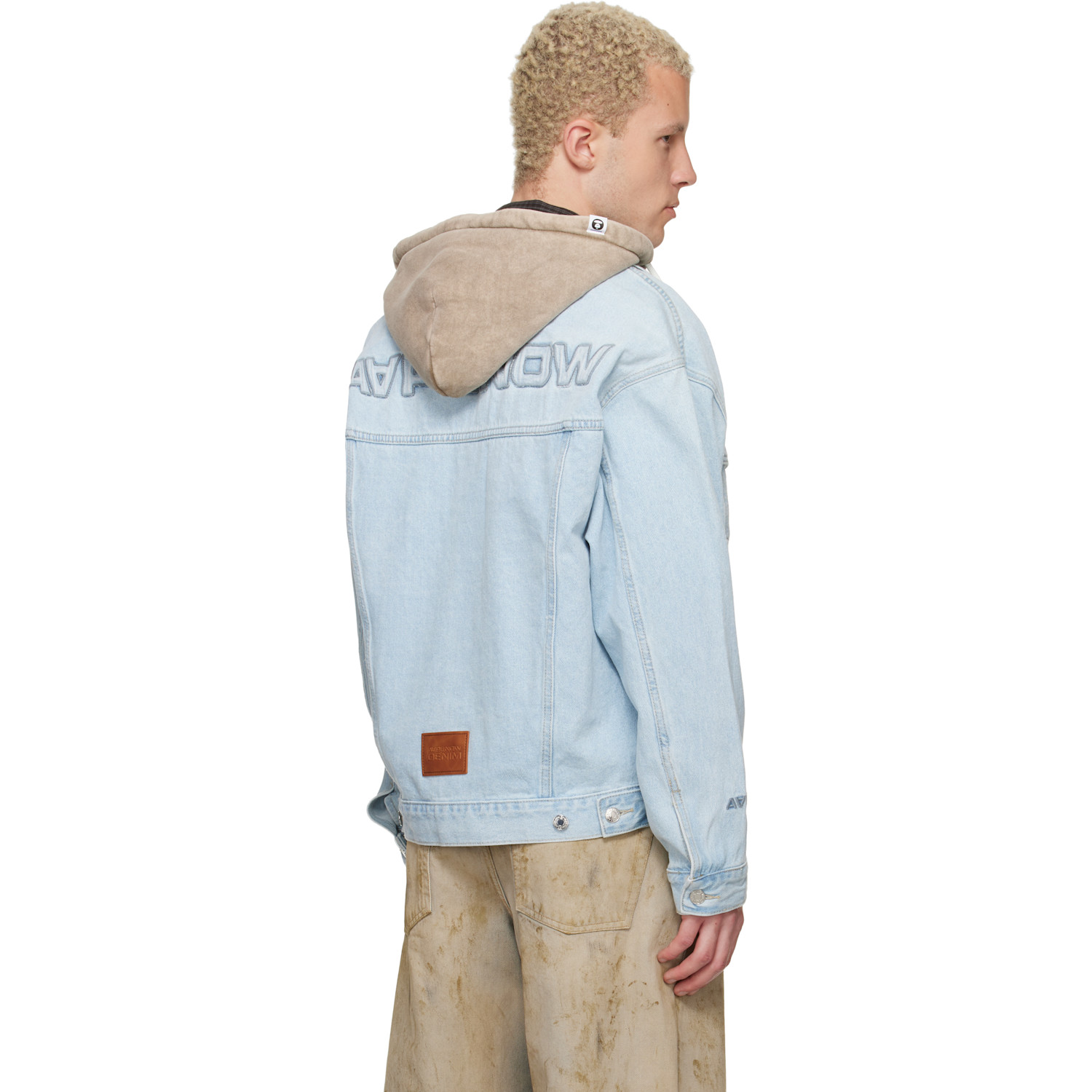  Aape By A Bathing Ape Blue 'aapenow' Moonface Hooded Denim Jacket 