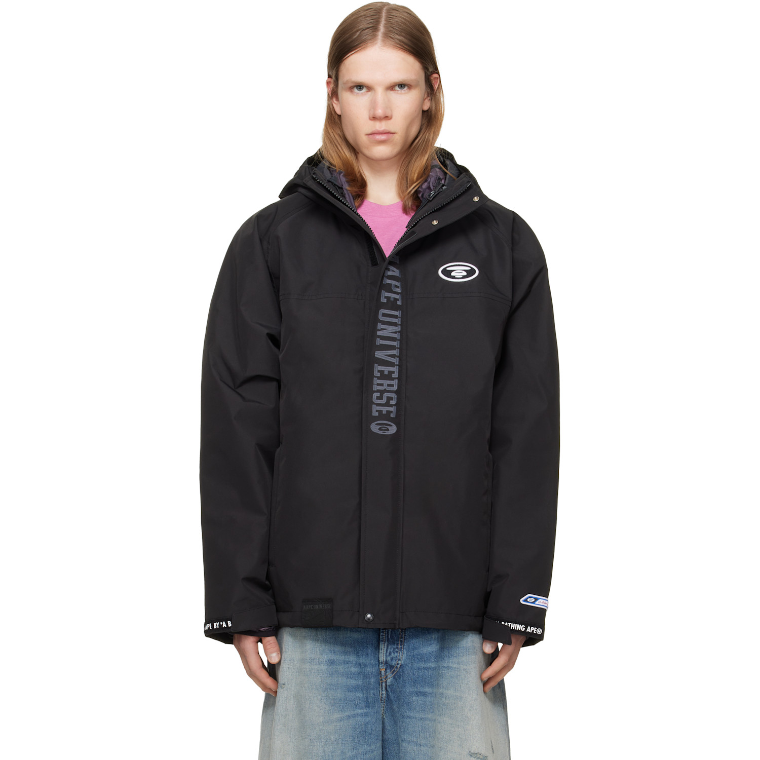 AAPE by A Bathing Ape Black AAPEUNVS Moonface Hooded Down Jacket