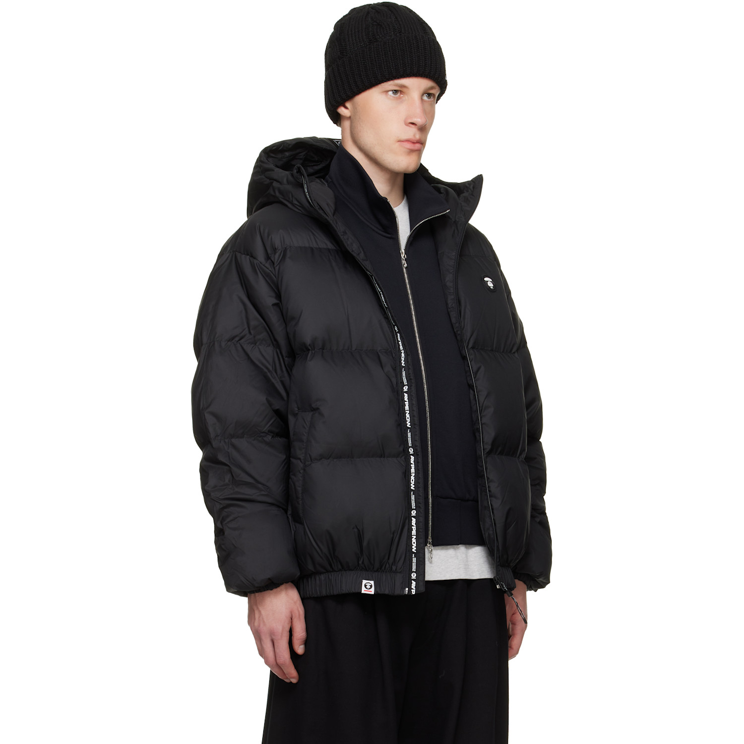  Aape By A Bathing Ape Black 'aapenow' Moonface Down Jacket 