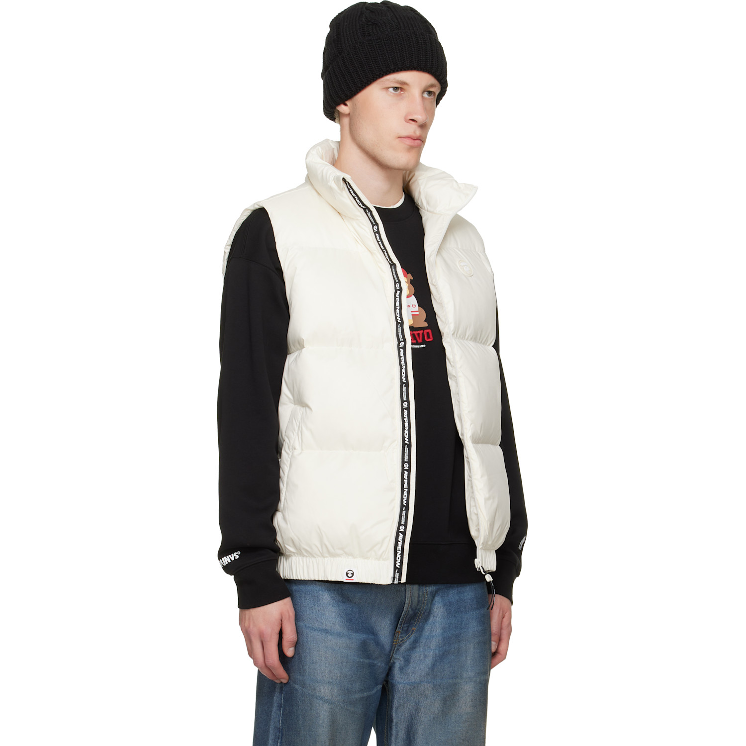  Aape By A Bathing Ape White 'aapenow' Moonface Down Vest 