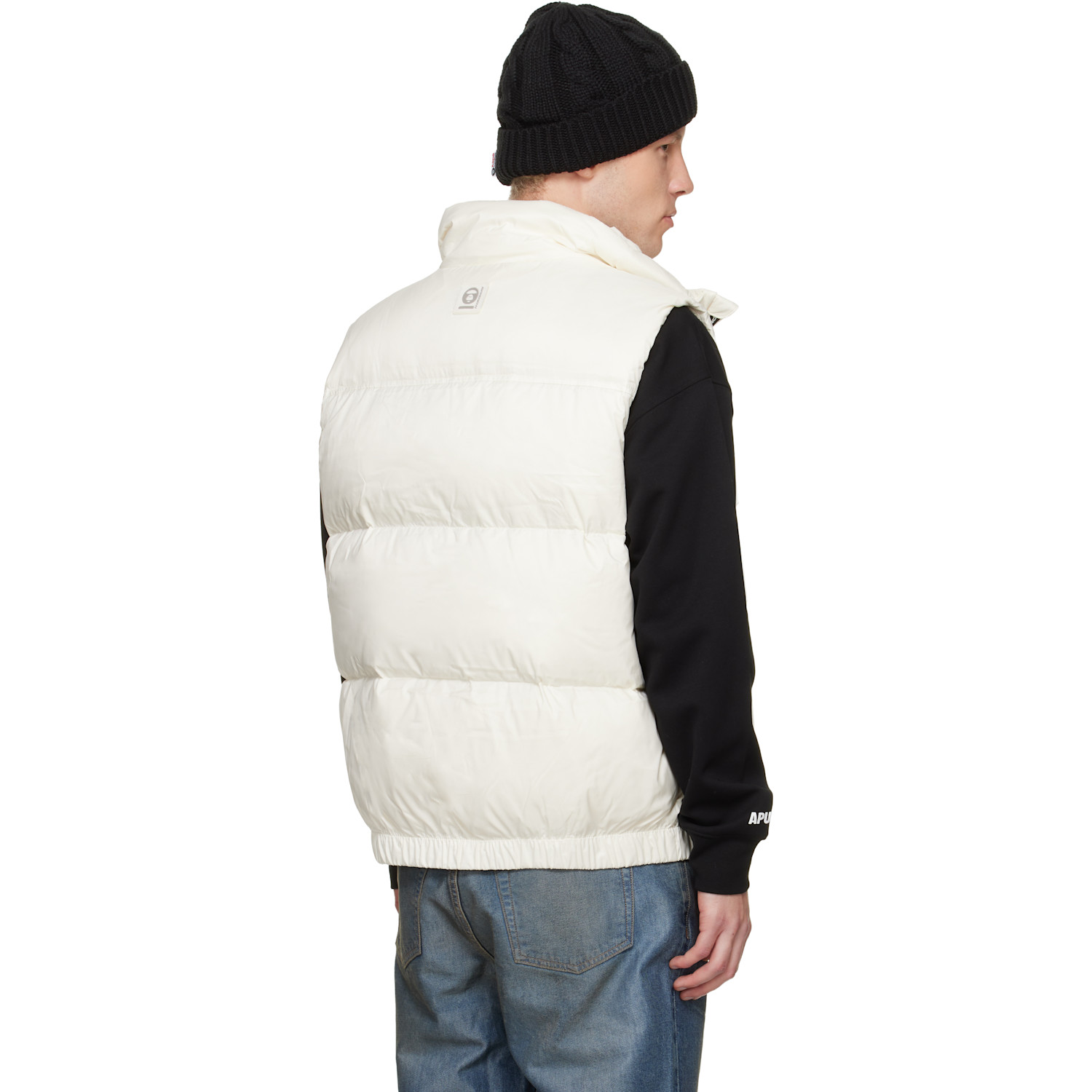  Aape By A Bathing Ape White 'aapenow' Moonface Down Vest 