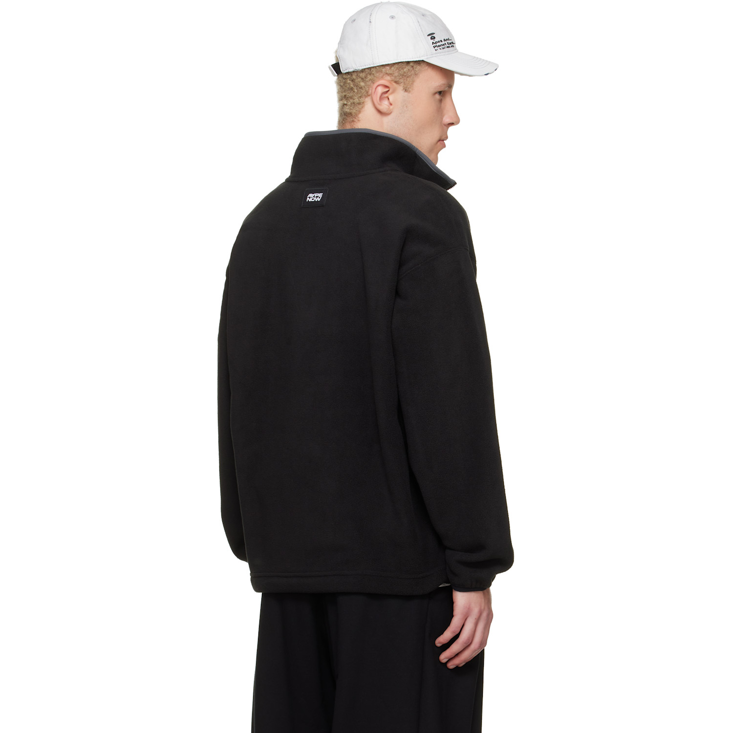  Aape By A Bathing Ape Black Aapenow Moonface Half-zip Sweater 