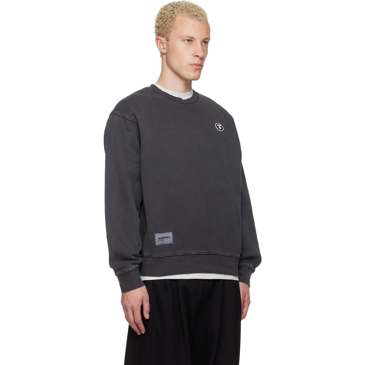  Aape By A Bathing Ape Gray 'aapenow' Moonface Crew Neck Sweatshirt 