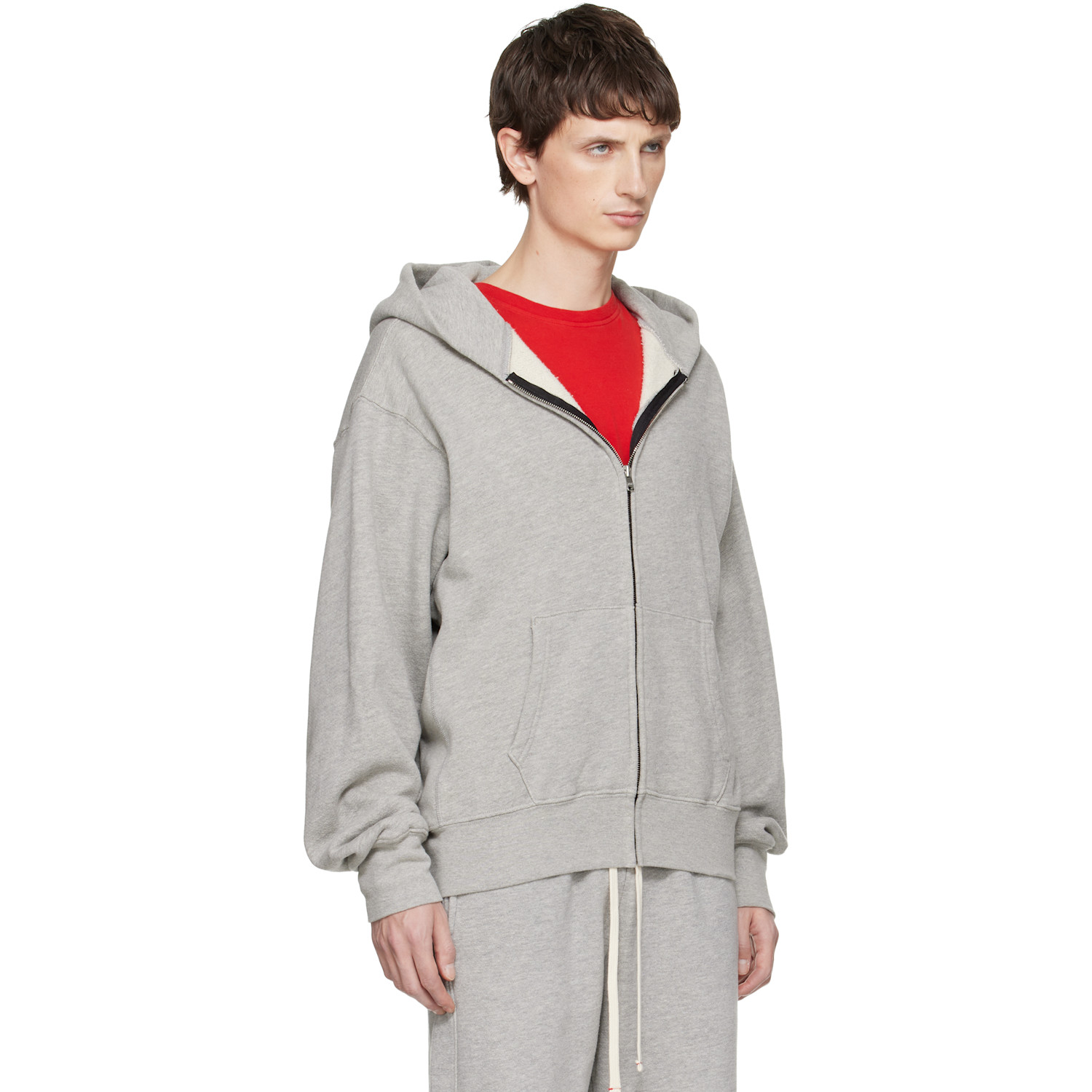  Les Tien Gray Heavyweight Zip Hoodie 