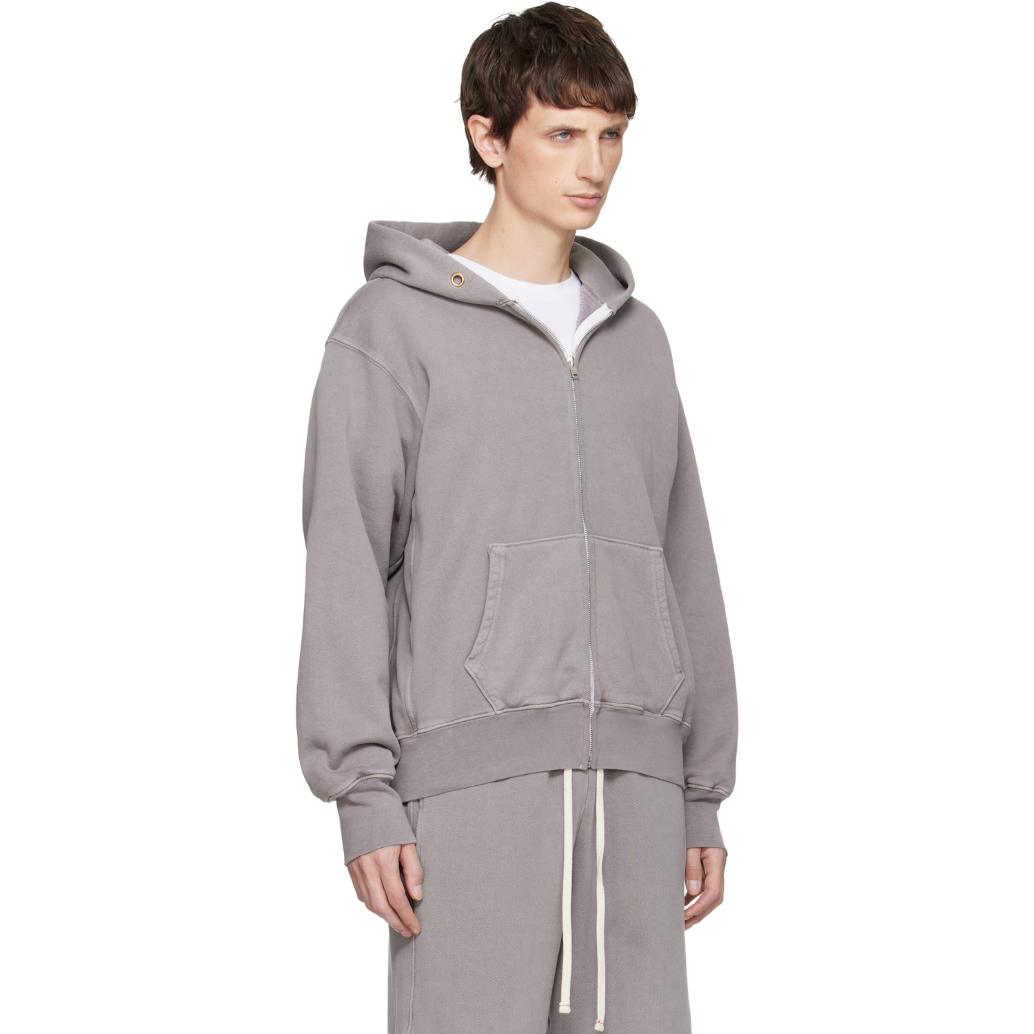  Les Tien Gray Heavyweight Zip Hoodie 