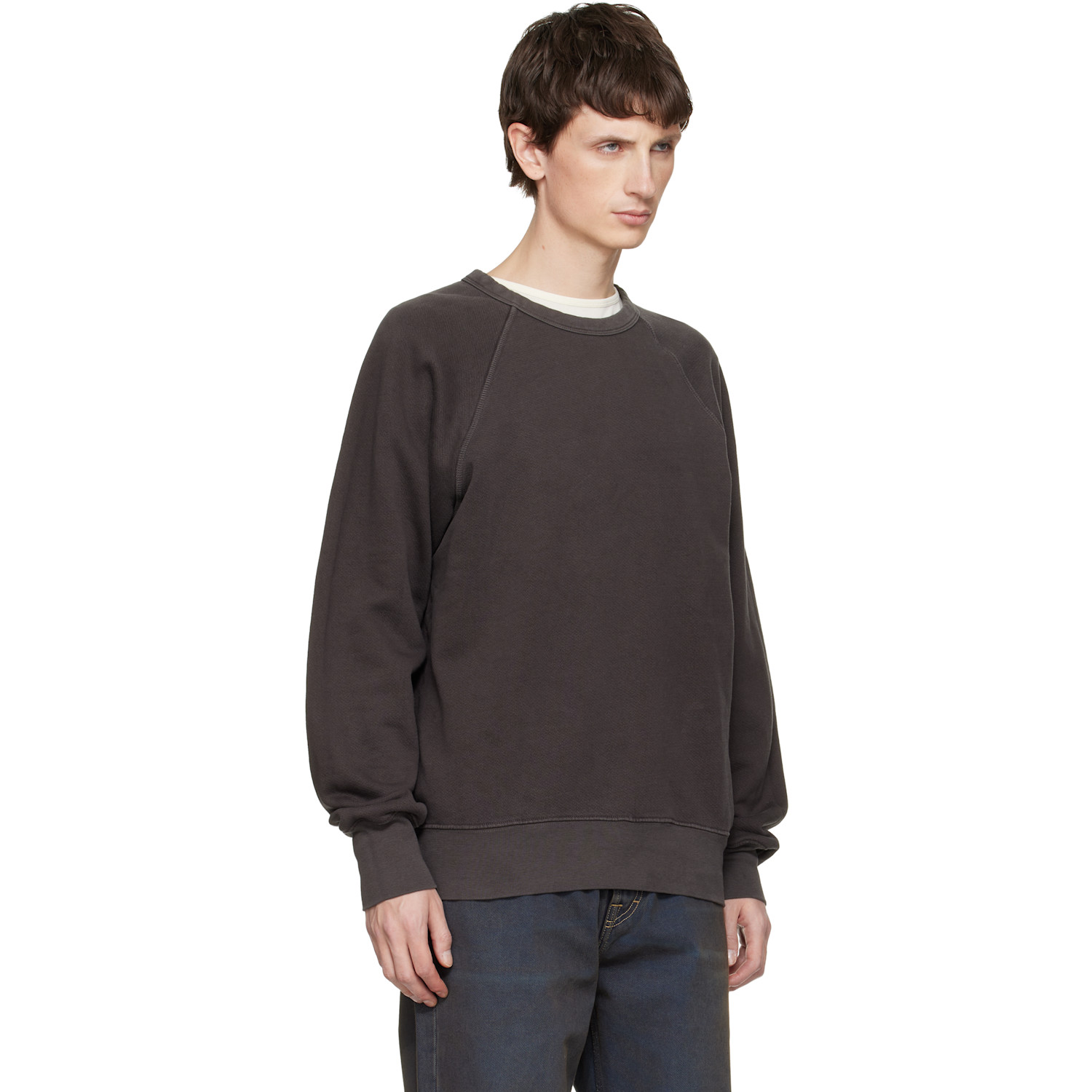  Les Tien Gray Heavyweight Binded Neck Raglan Sweatshirt 