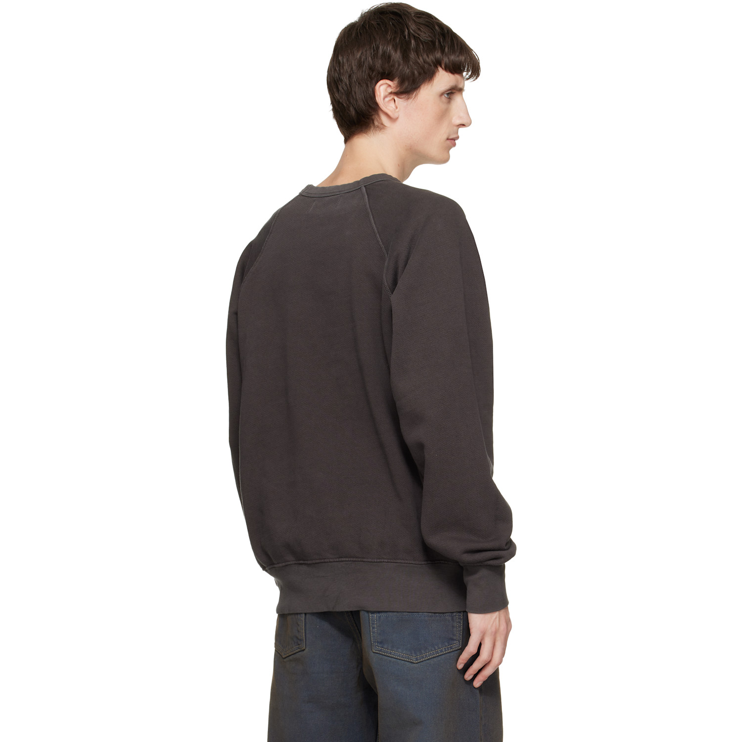  Les Tien Gray Heavyweight Binded Neck Raglan Sweatshirt 
