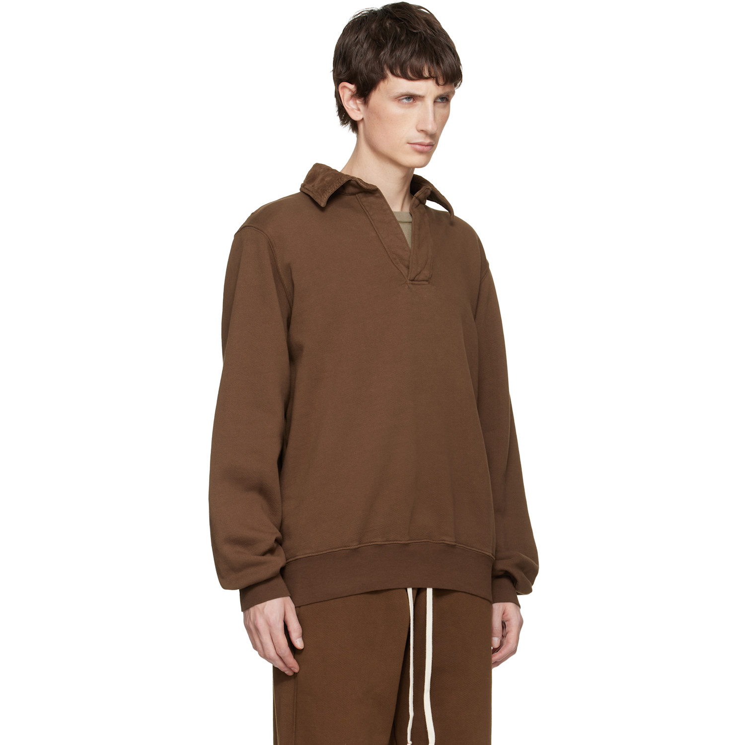  Les Tien Brown Heavyweight Moto Back Polo 