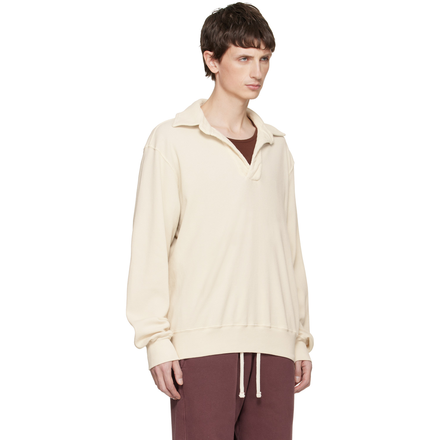  Les Tien Off-white Banded Polo 