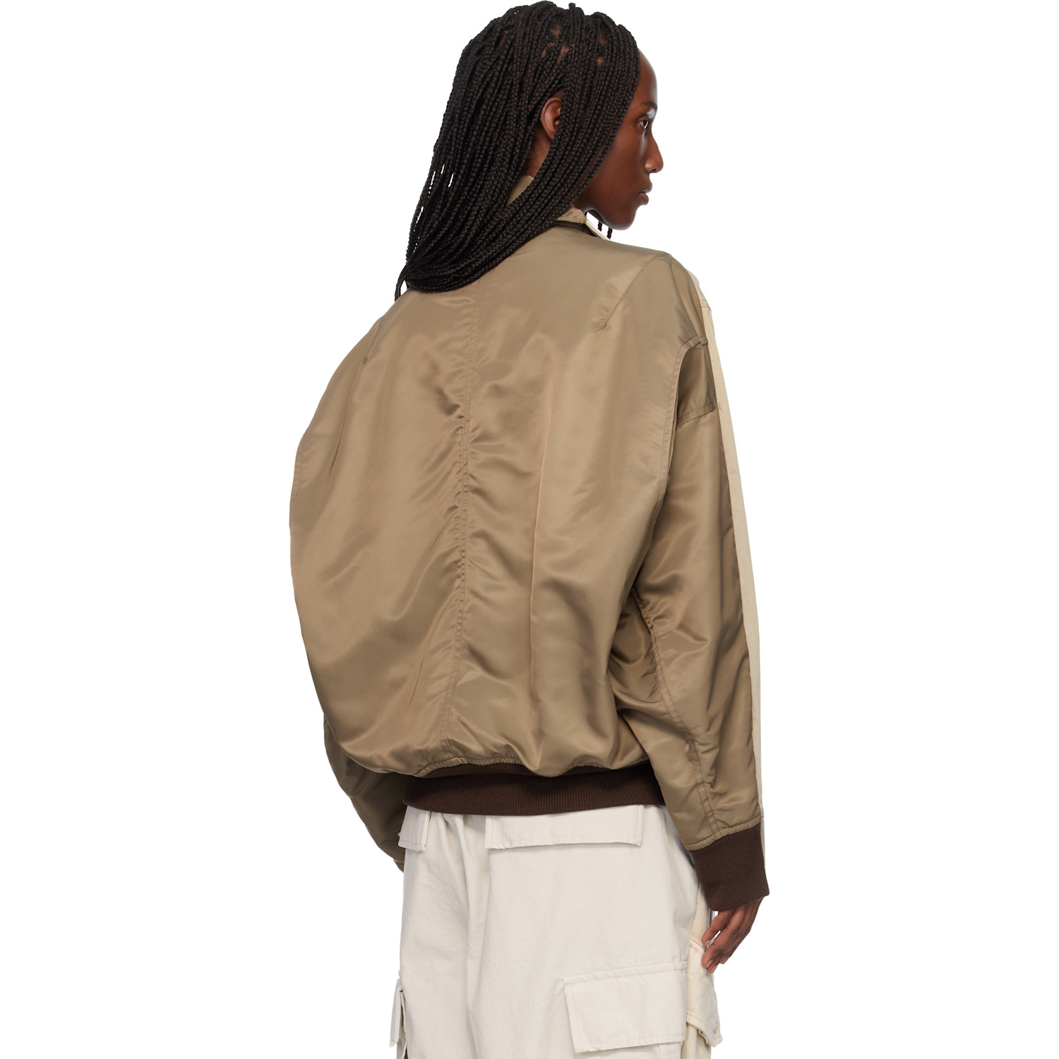  Maison Mihara Yasuhiro Beige & Khaki Front Back Combined Zip-up Jacket 