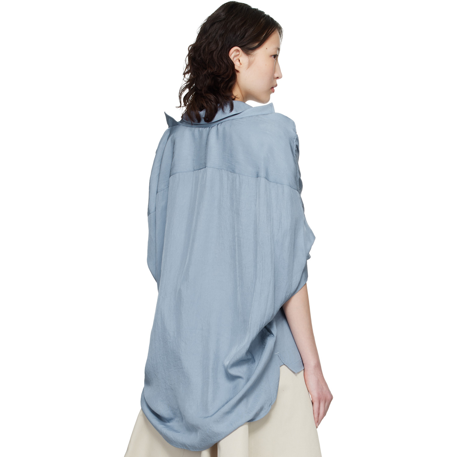 Maison Mihara Yasuhiro Blue Shawl Layered Shirt 
