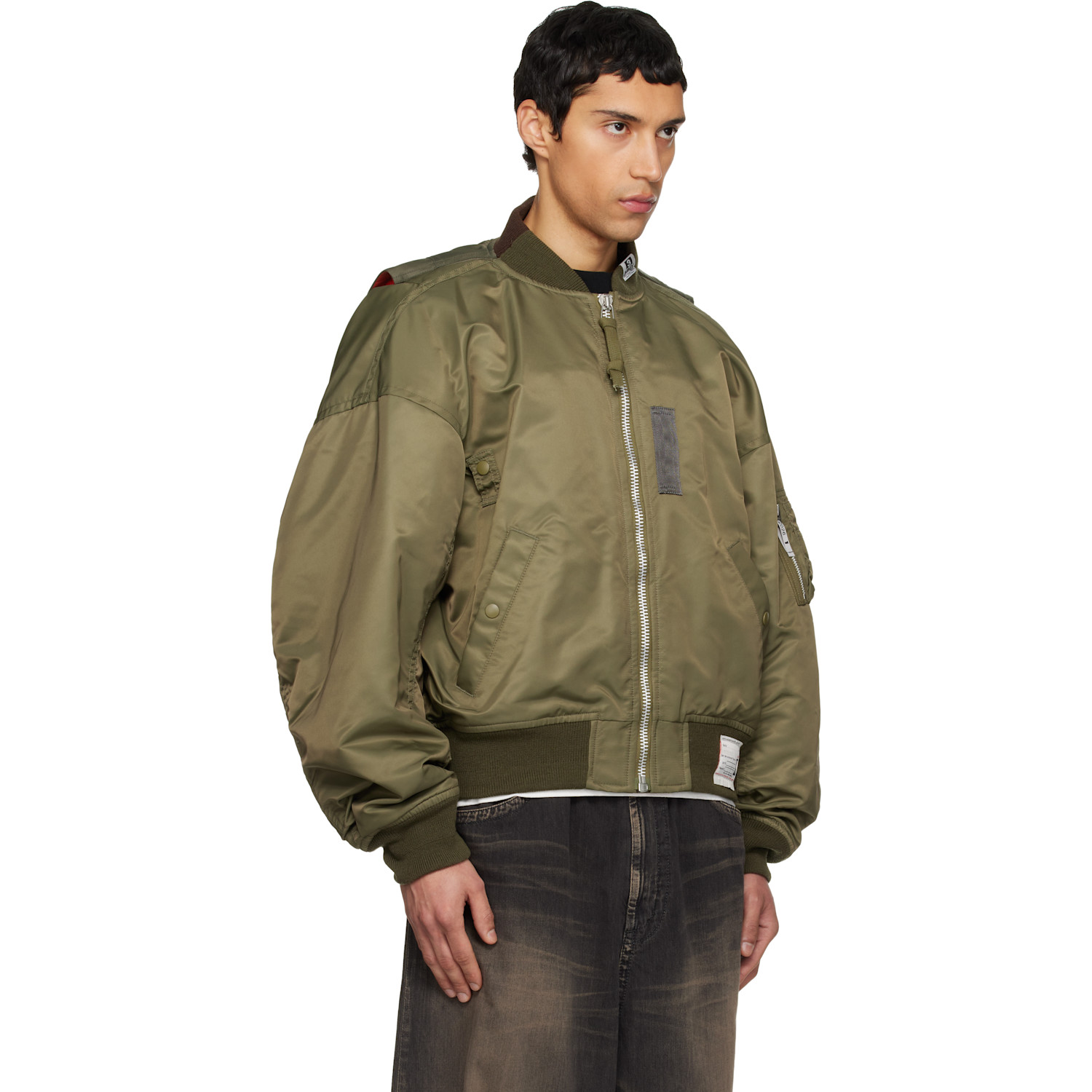  Maison Mihara Yasuhiro Khaki Vest Combined Flight Bomber Jacket 