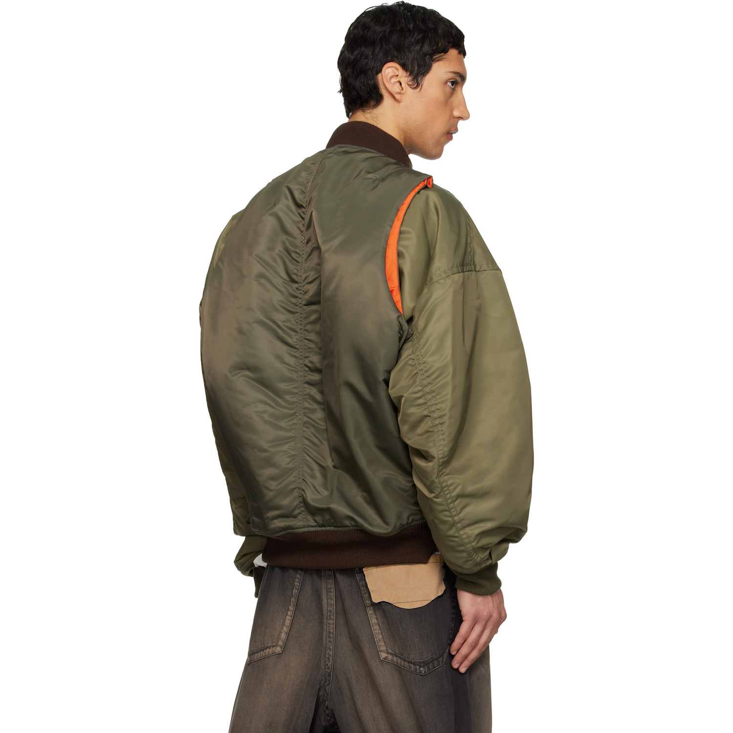  Maison Mihara Yasuhiro Khaki Vest Combined Flight Bomber Jacket 