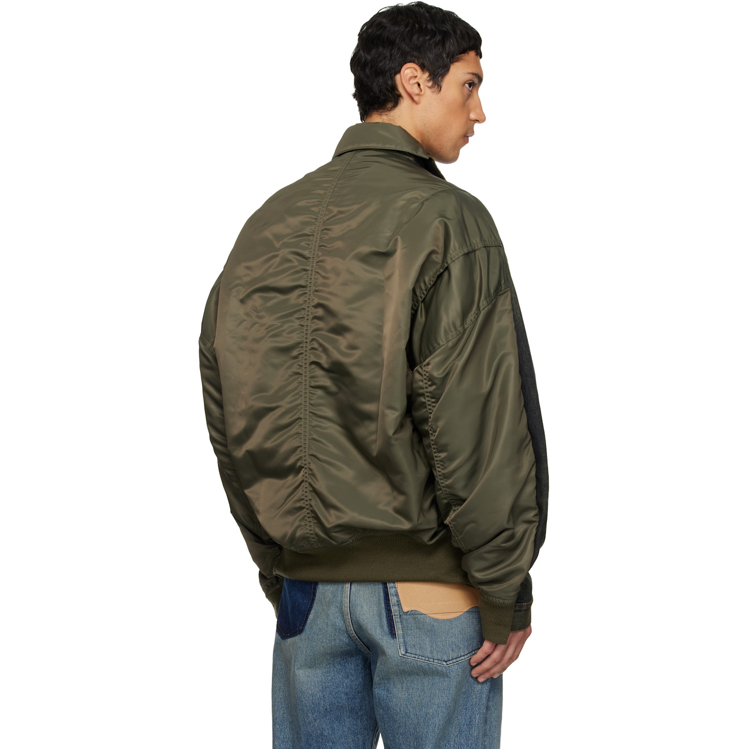  Maison Mihara Yasuhiro Khaki & Navy Front Back Combined Denim Jacket 