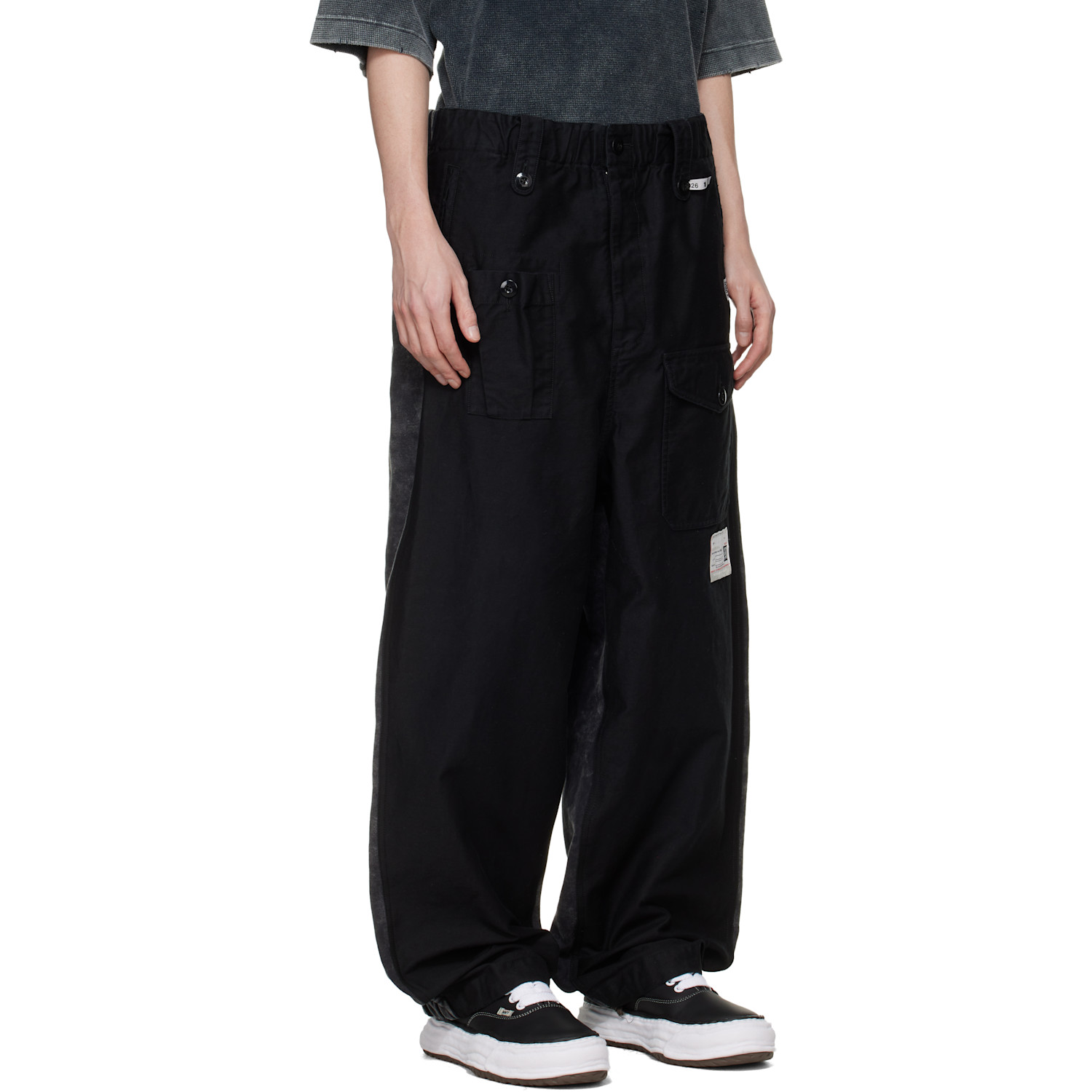  Maison Mihara Yasuhiro Black Sweat Pants Combined Cargo Pants 