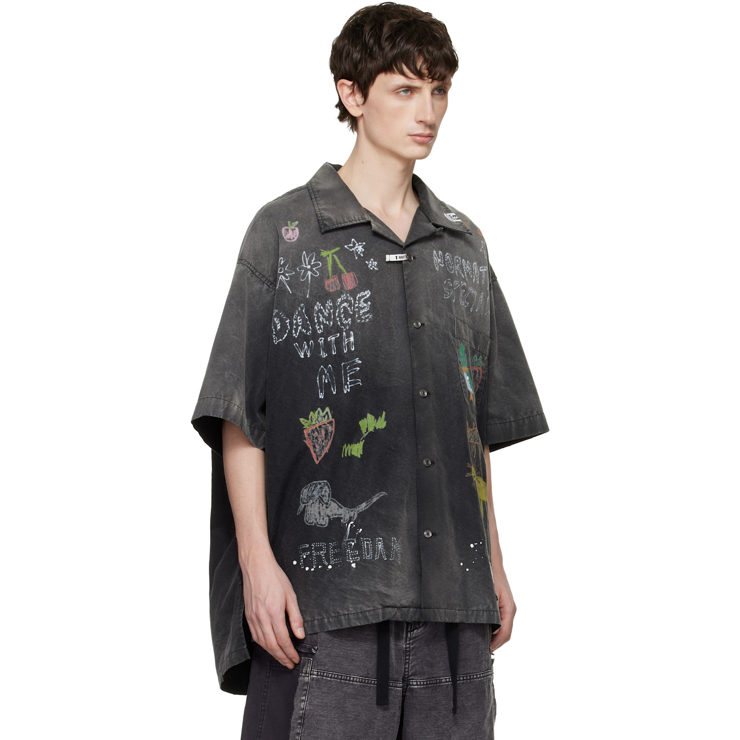  Maison Mihara Yasuhiro Black Hand Drawing Print Shirt 