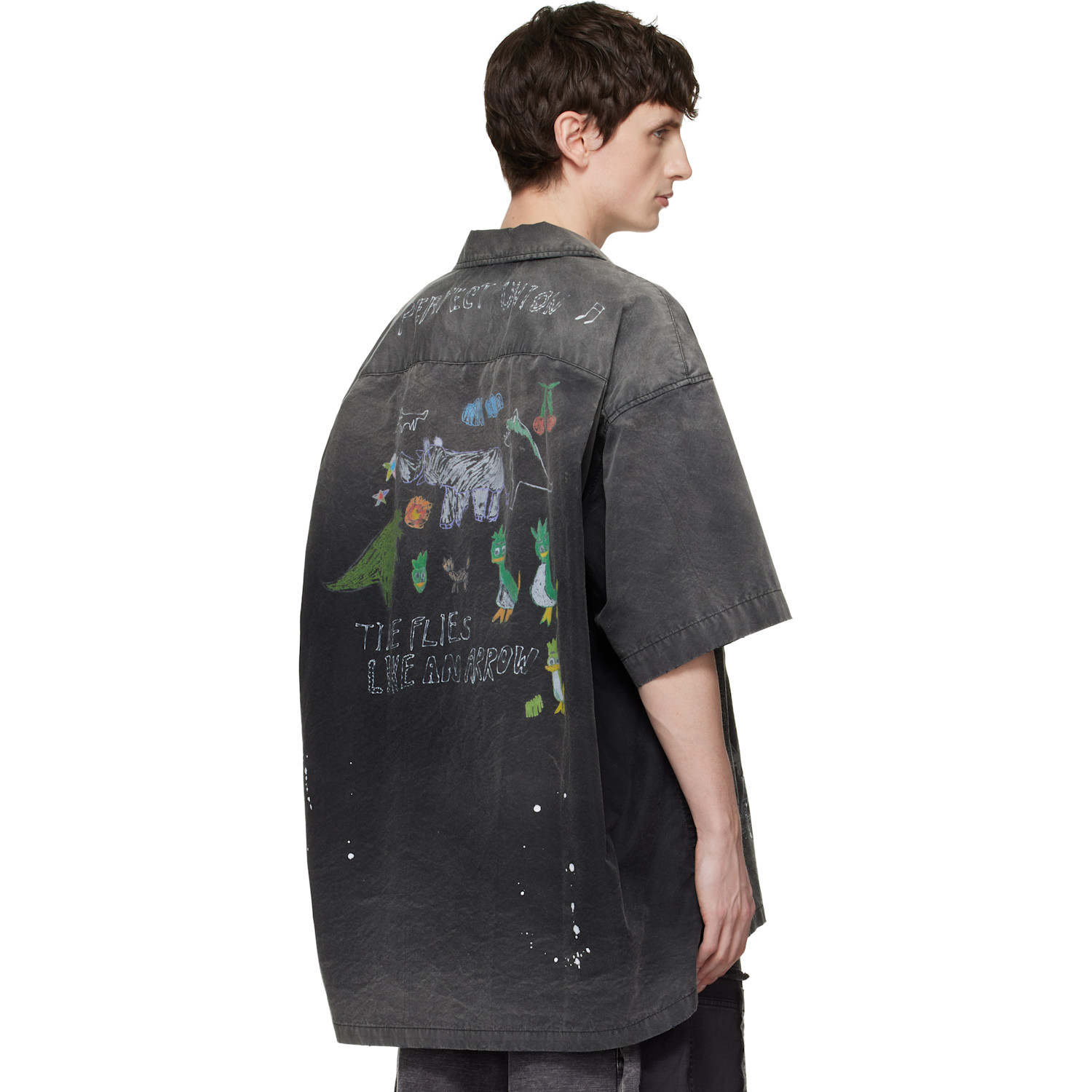  Maison Mihara Yasuhiro Black Hand Drawing Print Shirt 