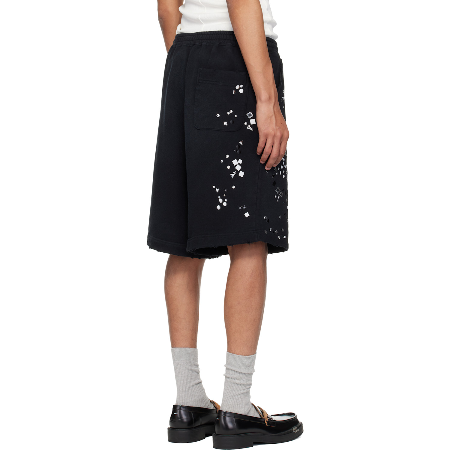  Maison Mihara Yasuhiro Black Embellished Sweat Shorts 