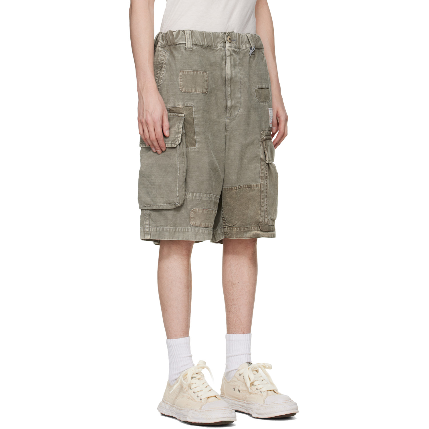  Maison Mihara Yasuhiro Taupe Repaired Cargo Shorts 