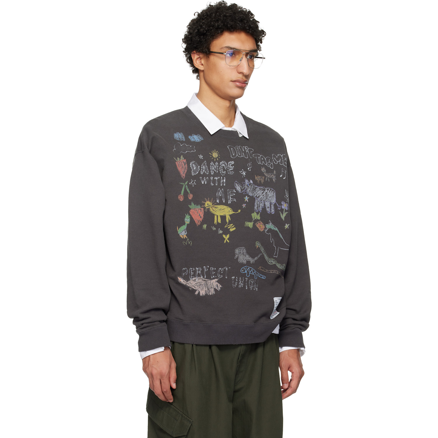  Maison Mihara Yasuhiro Gray Kids Doodle Printed Sweatshirt 