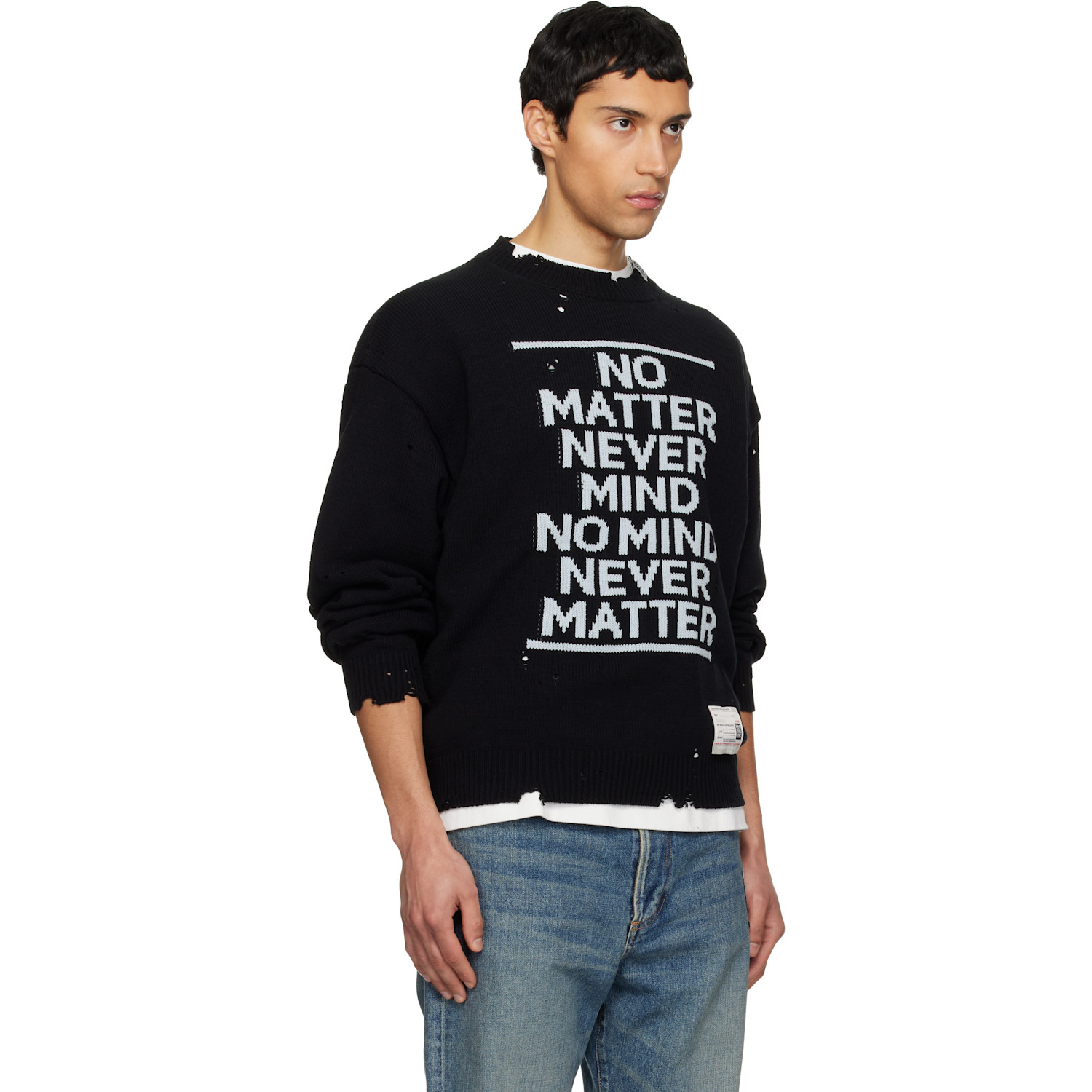  Maison Mihara Yasuhiro Black Message Jacquard Knit Sweater 