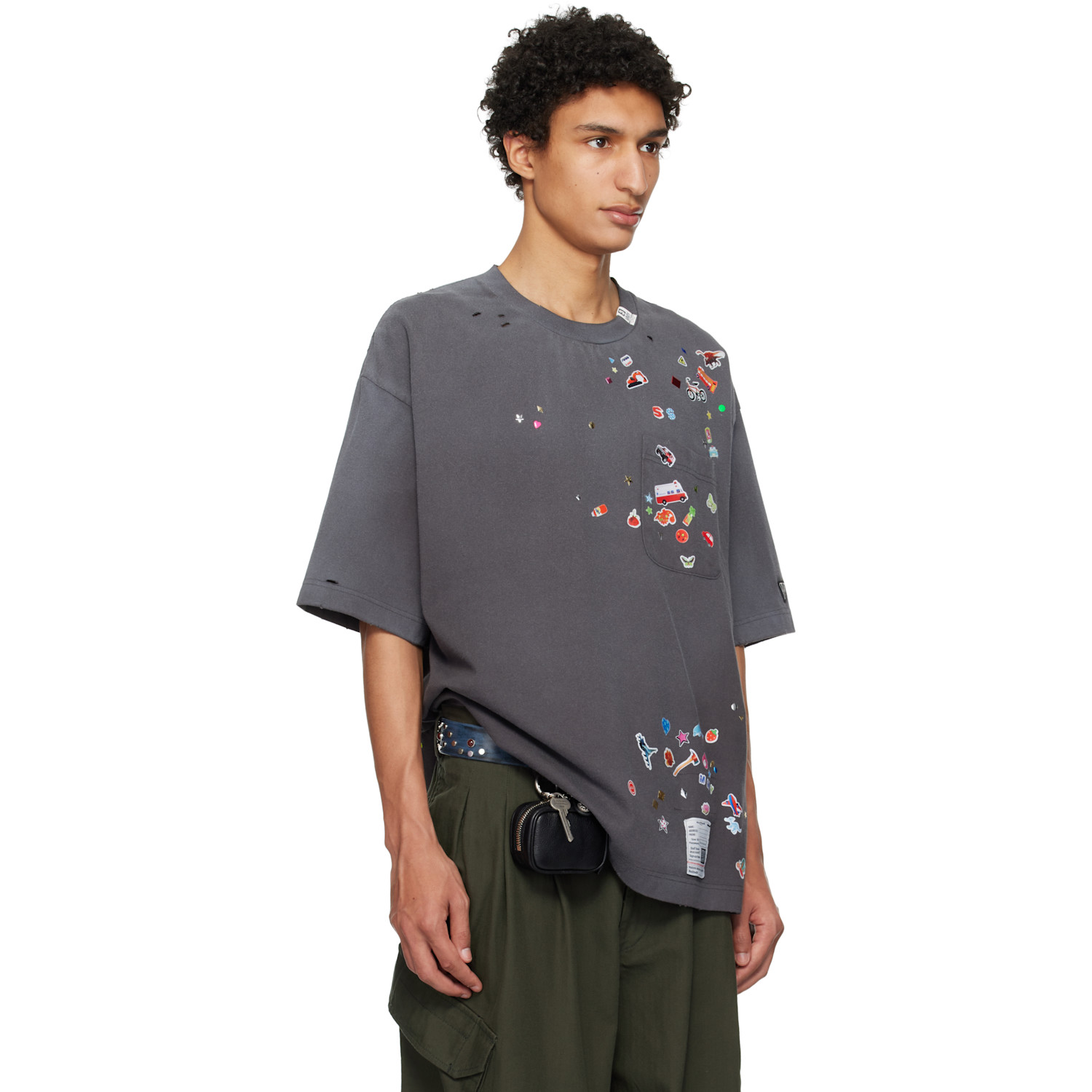 Maison Mihara Yasuhiro Gray Kids Sticker Printed T-shirt 