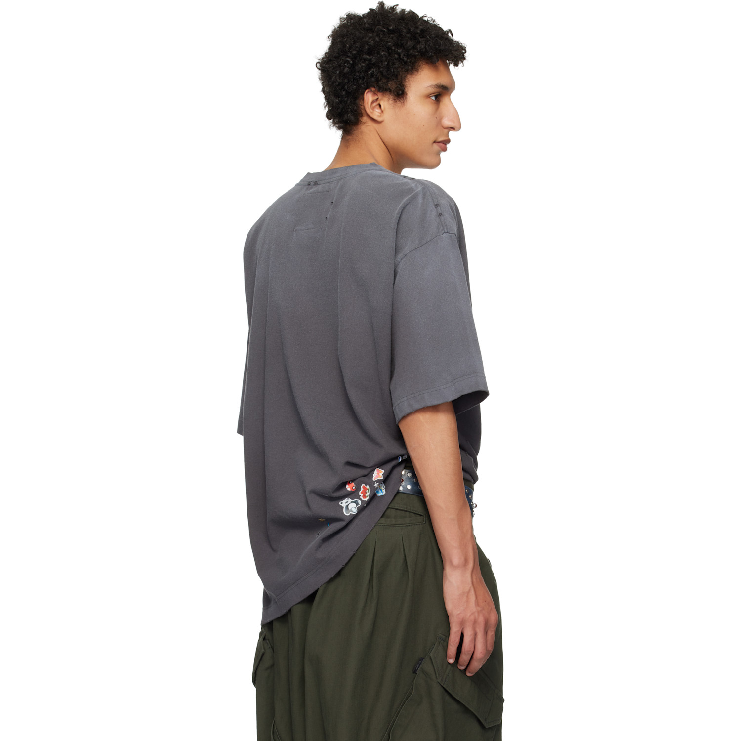  Maison Mihara Yasuhiro Gray Kids Sticker Printed T-shirt 