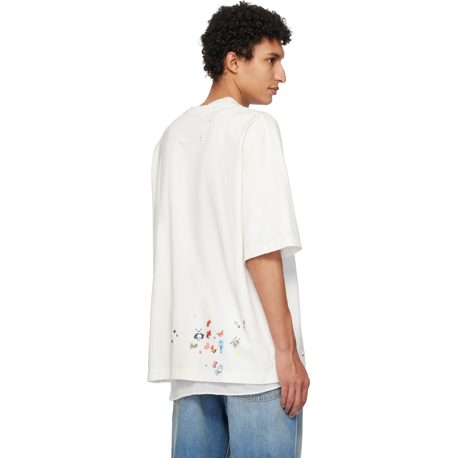  Maison Mihara Yasuhiro Off-white Kids Sticker Printed T-shirt 