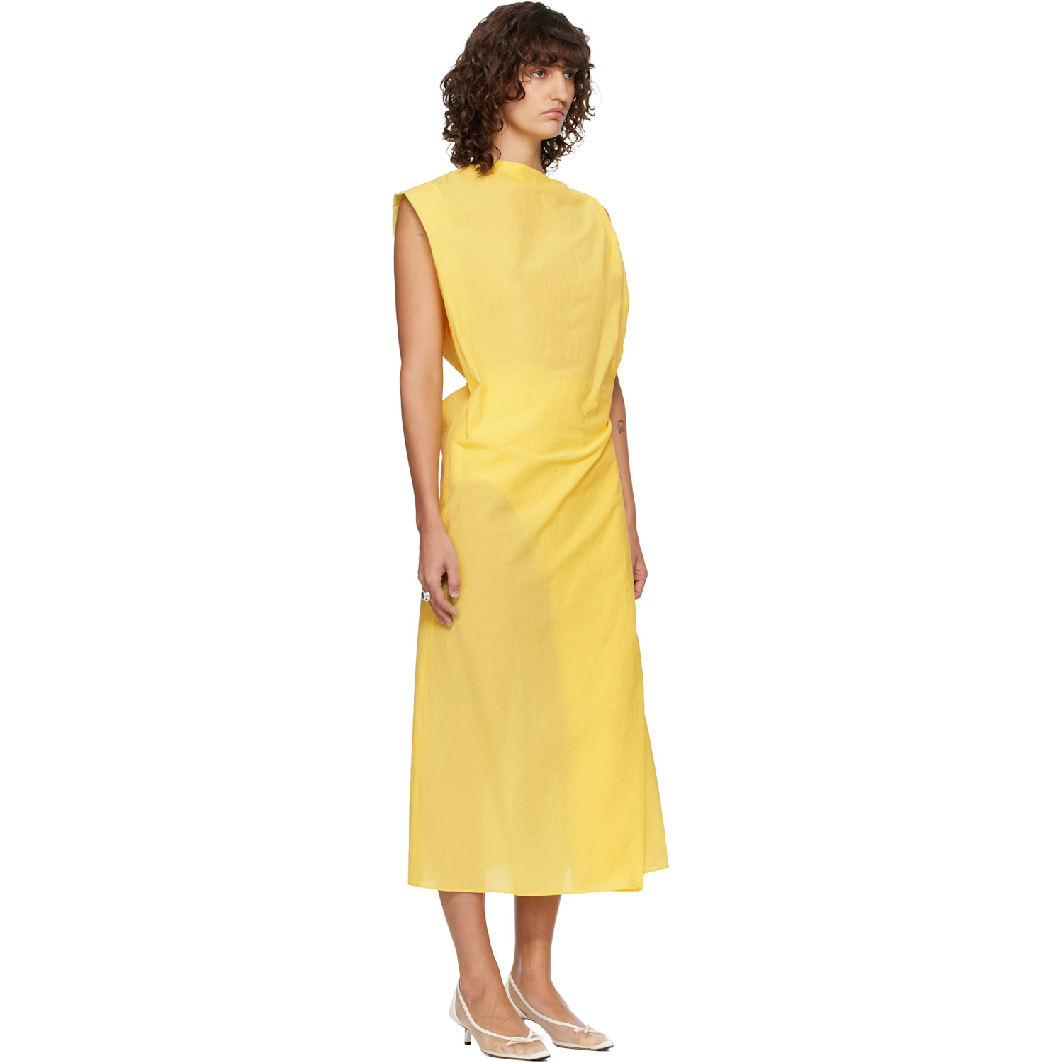  Jacquemus Yellow 'the Drap' Midi Dress 