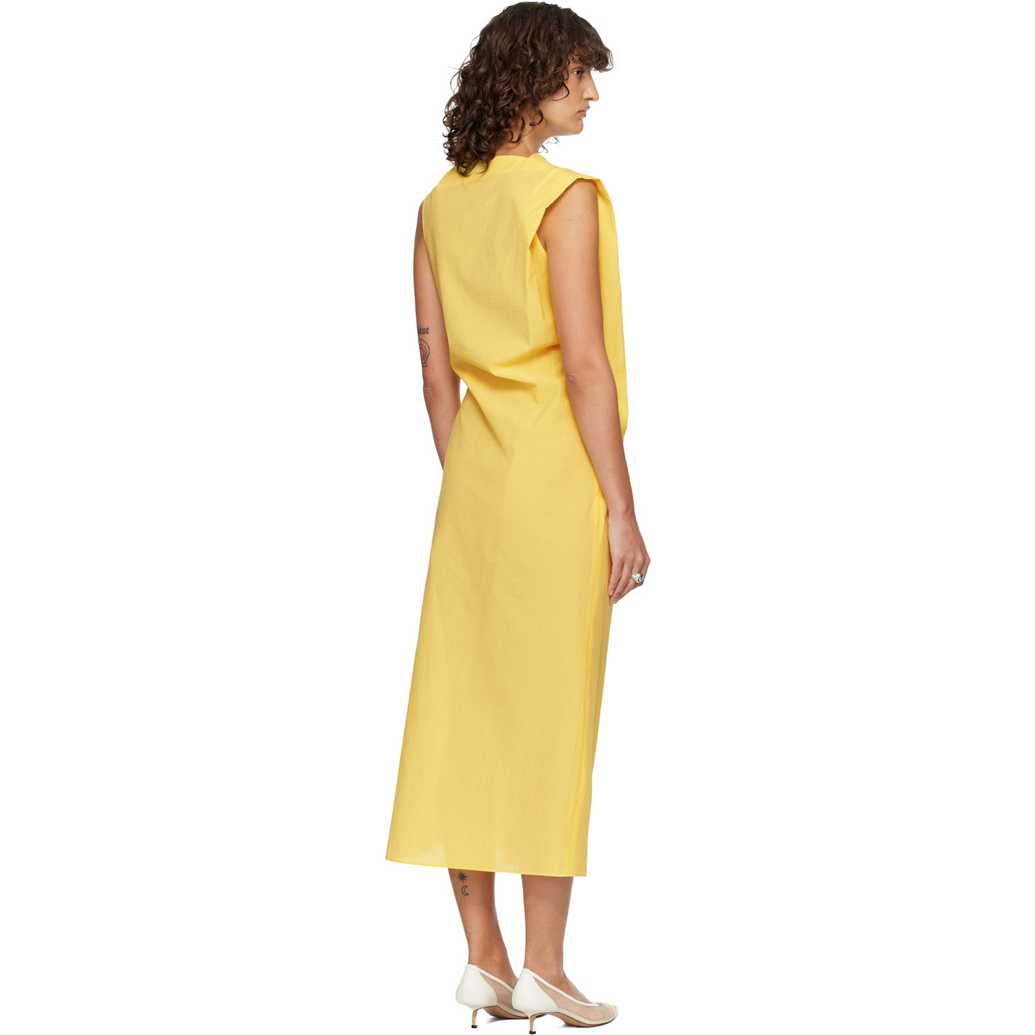  Jacquemus Yellow 'the Drap' Midi Dress 
