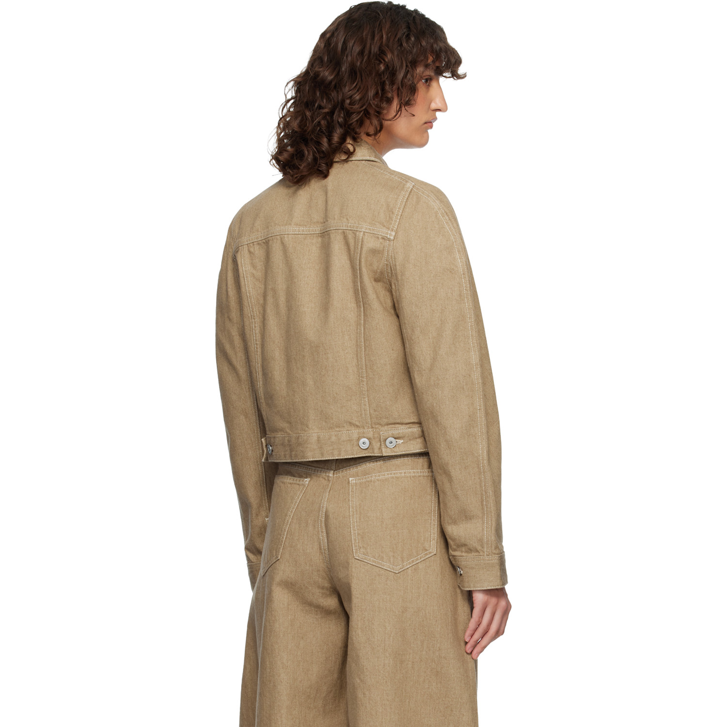  Jacquemus Beige 'the Ovalo Cargo' Denim Jacket 